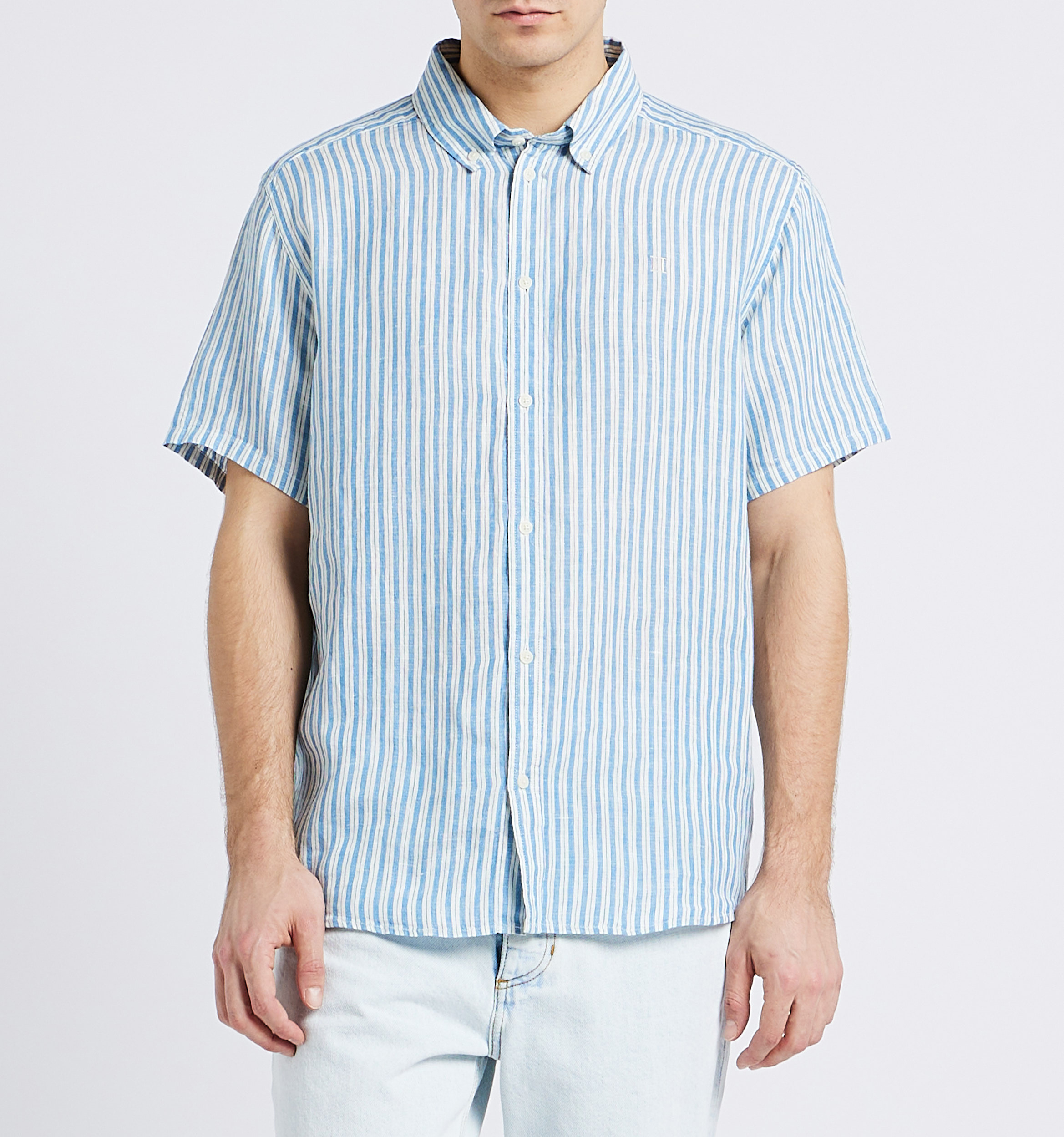 Regular-fit striped linen shirt LES DEUX Blue