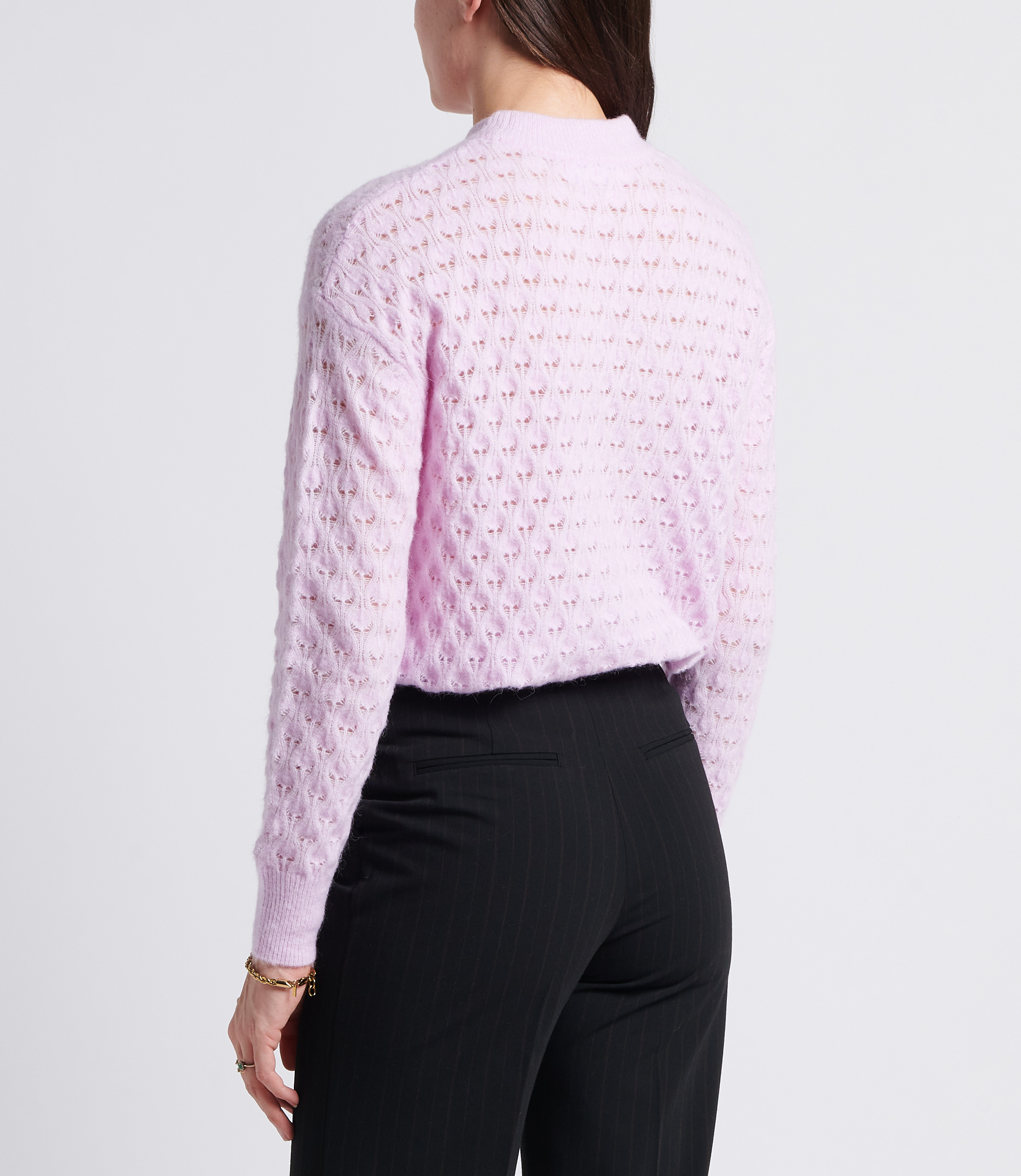 Loose-fit pointelle alpaca wool-blend knit sweater SAMSOE SAMSOE Purple