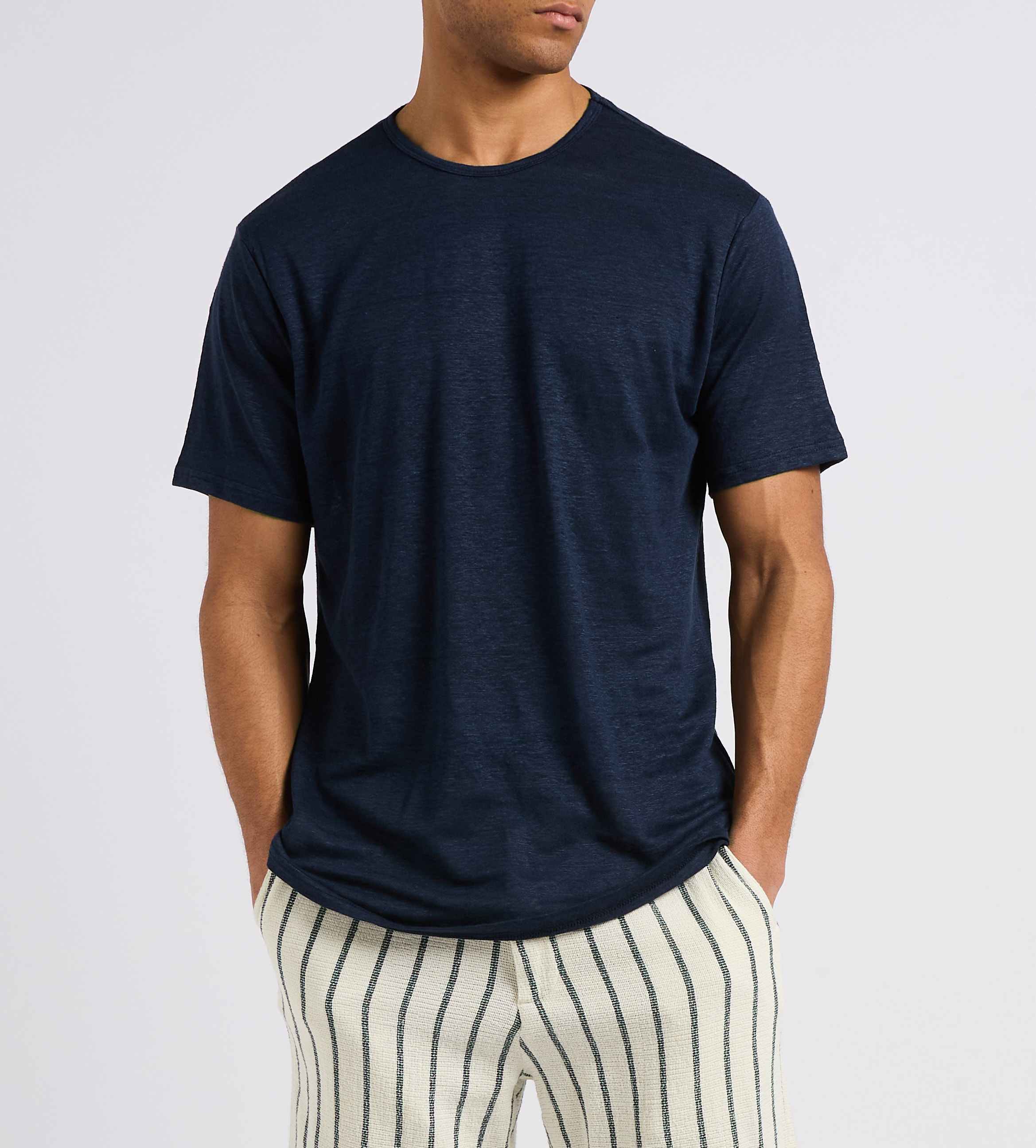 Linnen T-shirt met ronde hals SELECTED