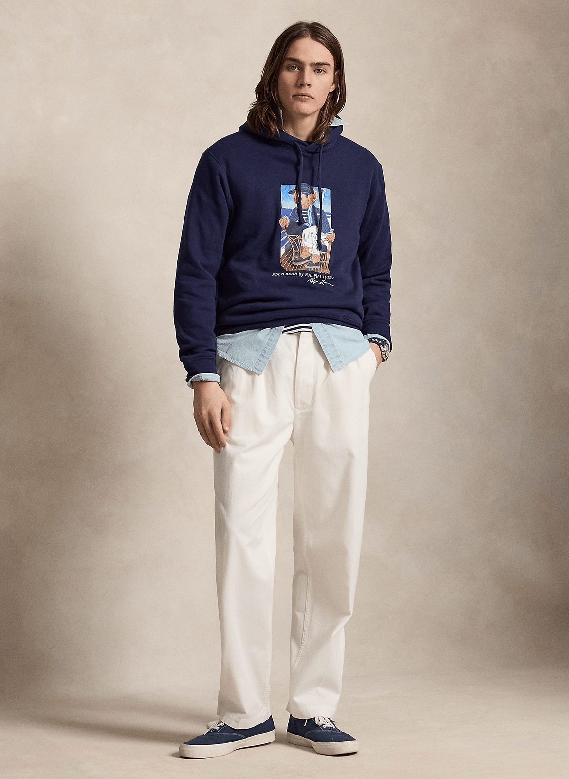 Straight cotton-blend hoodie POLO RALPH LAUREN Blue