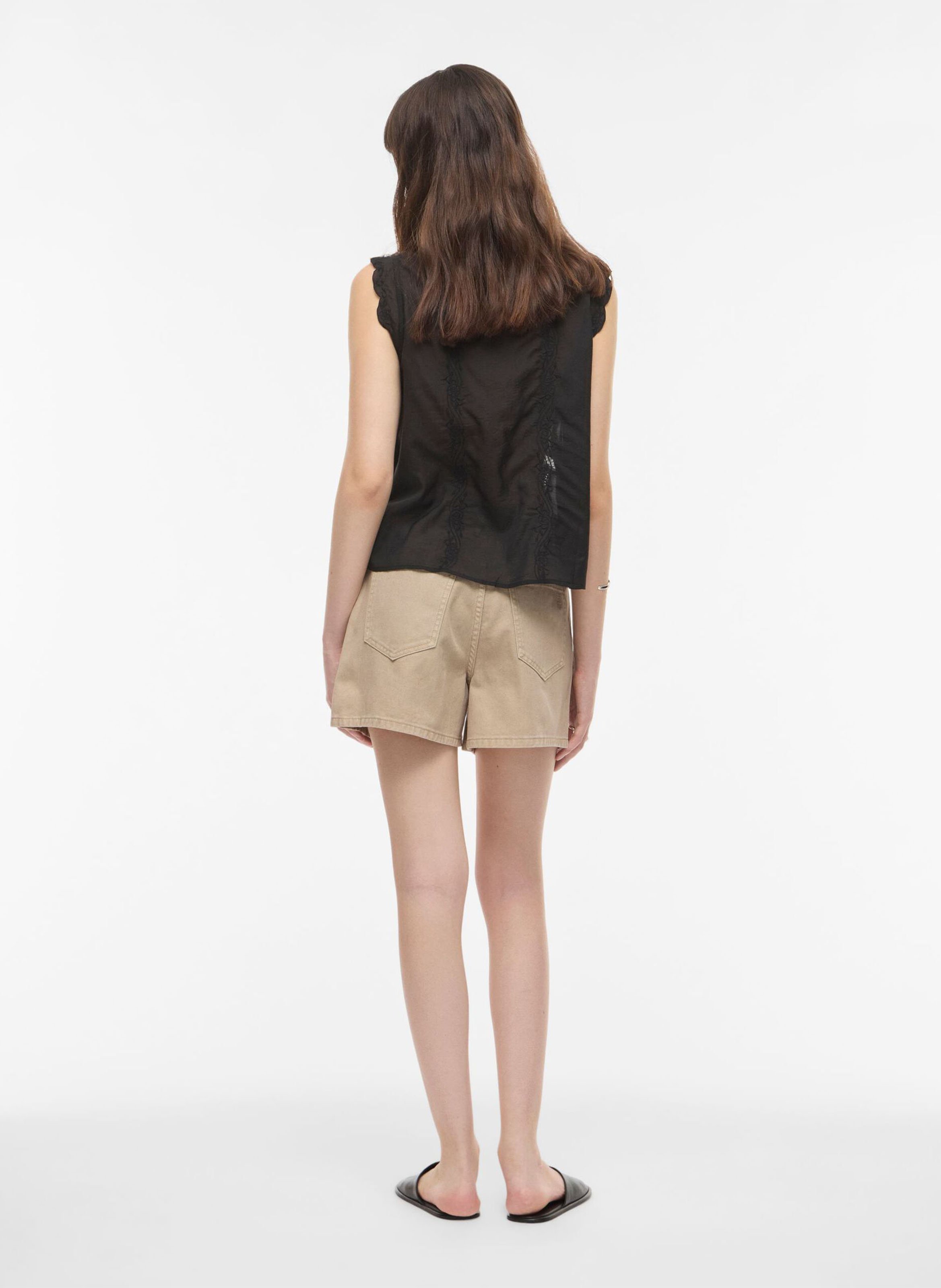 Short droit en coton et coton recyclé ROUGE EDIT Beige