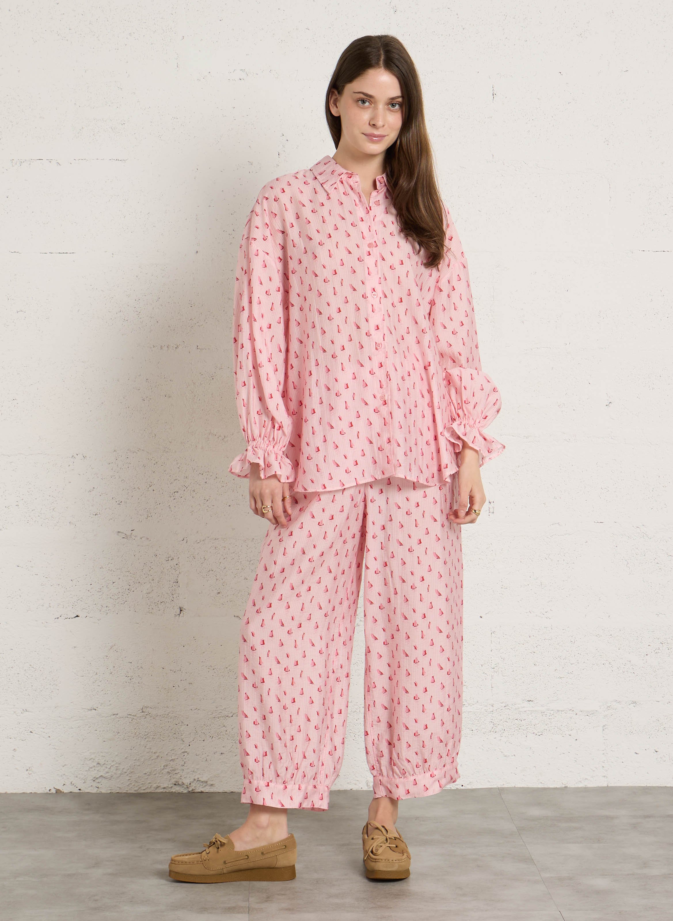Pantalon large imprimé AMERICAN VINTAGE Rose