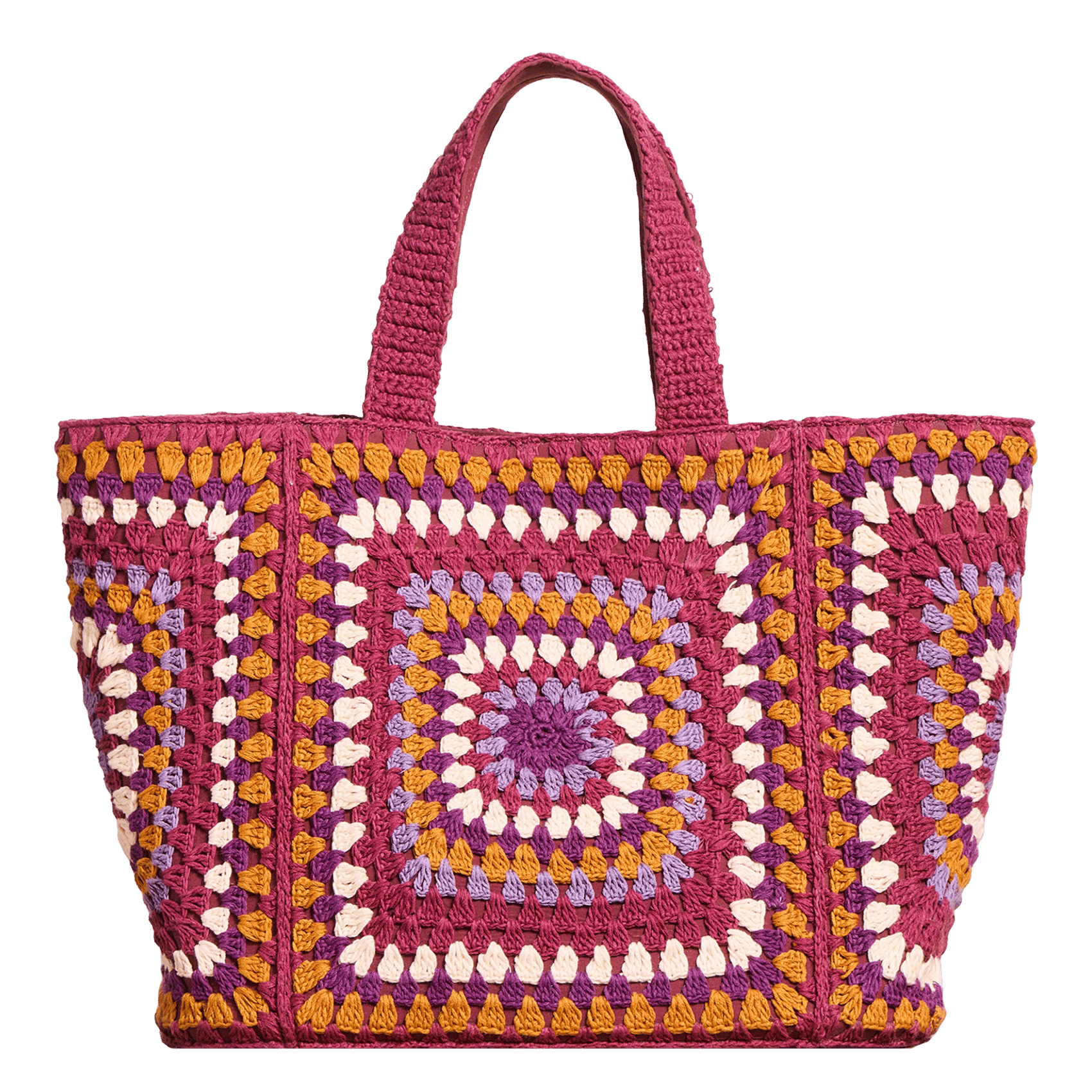 Sac cabas en coton crocheté LA FEE MARABOUTEE Marron