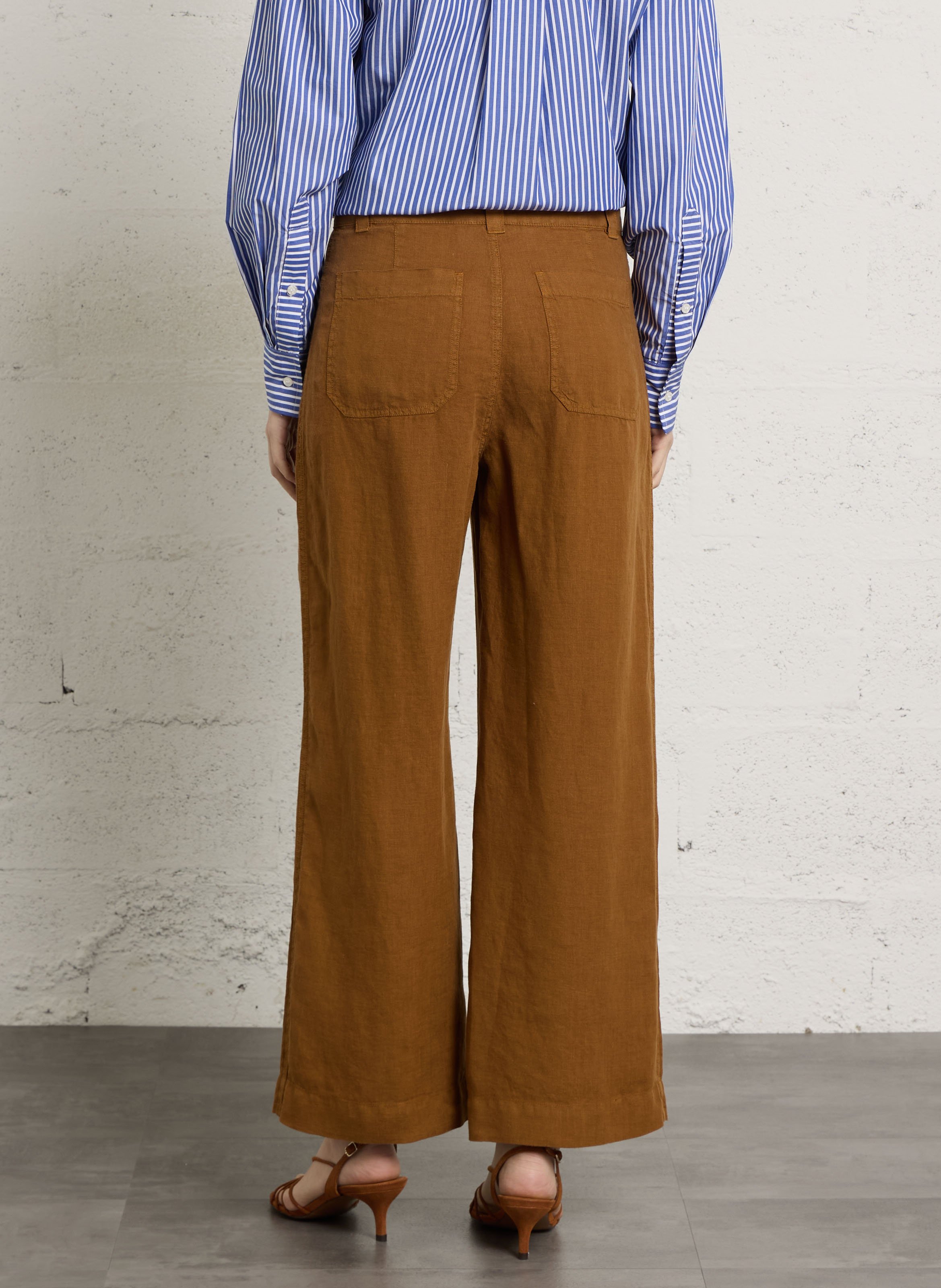 Rechte linnen pantalon BENSIMON Bruin