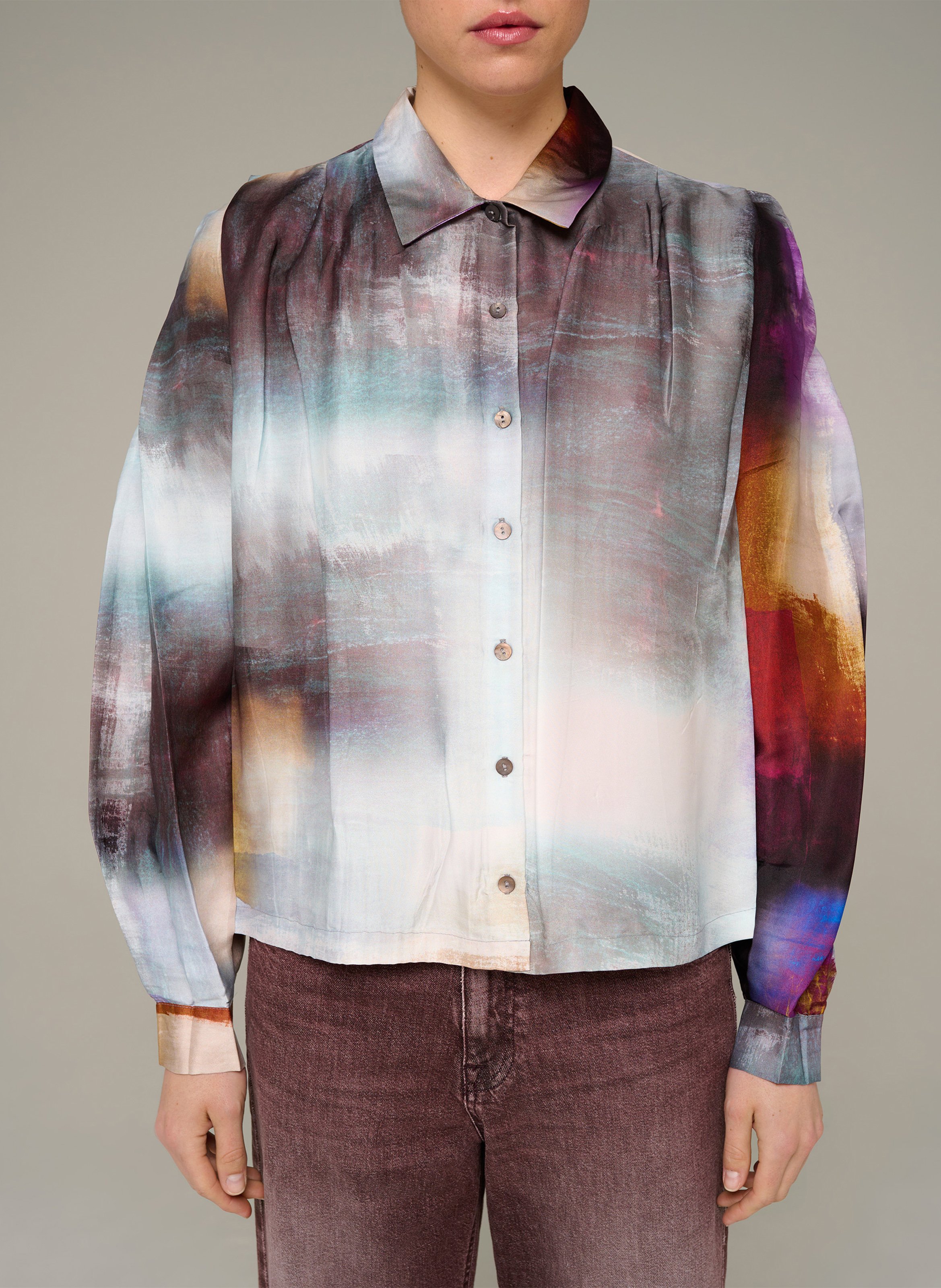 Oversized printed shirt with classic collar COTELAC Blue