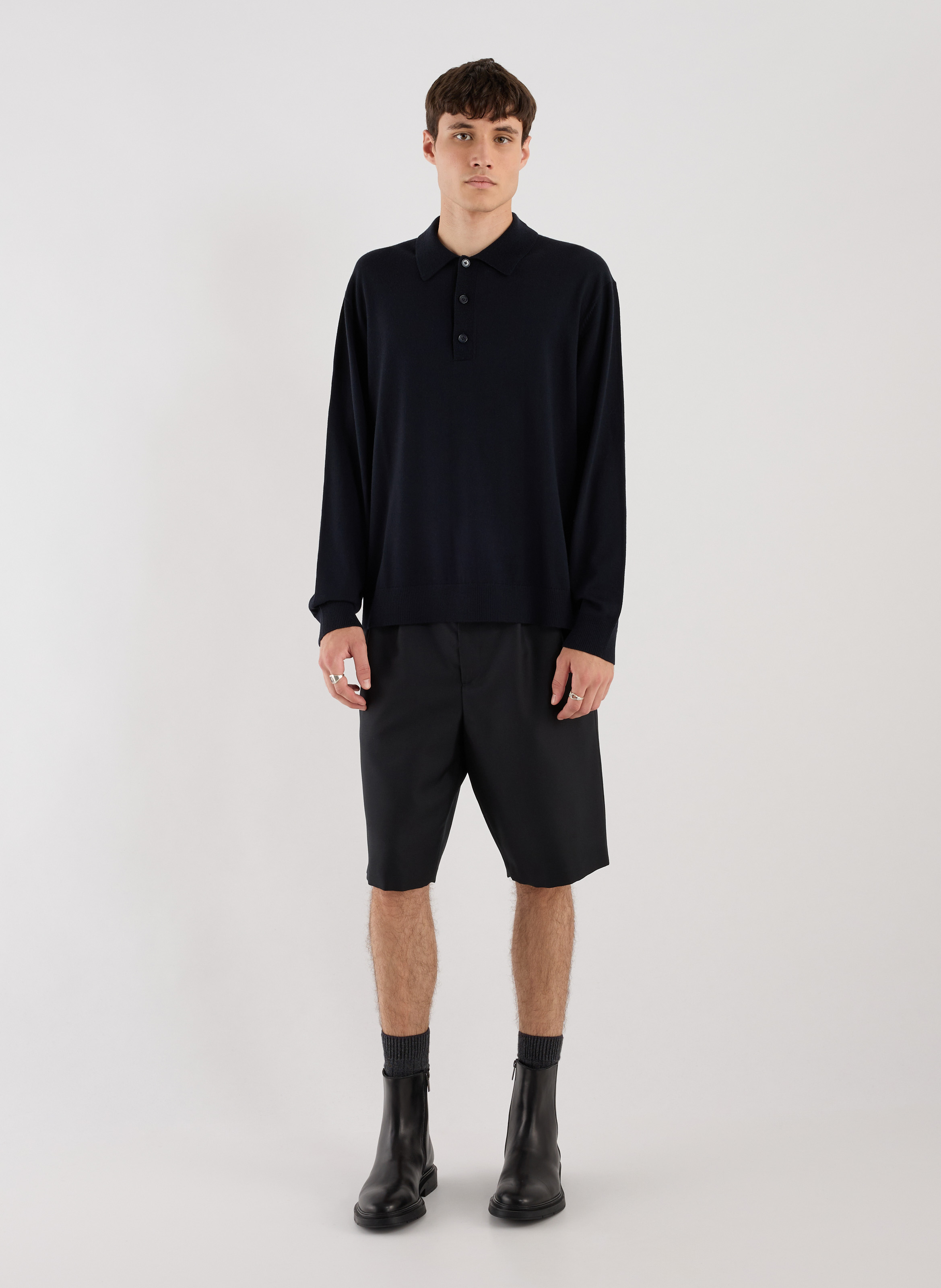 Merino wool polo collar sweater arnau-p SAISON 1865 Blue
