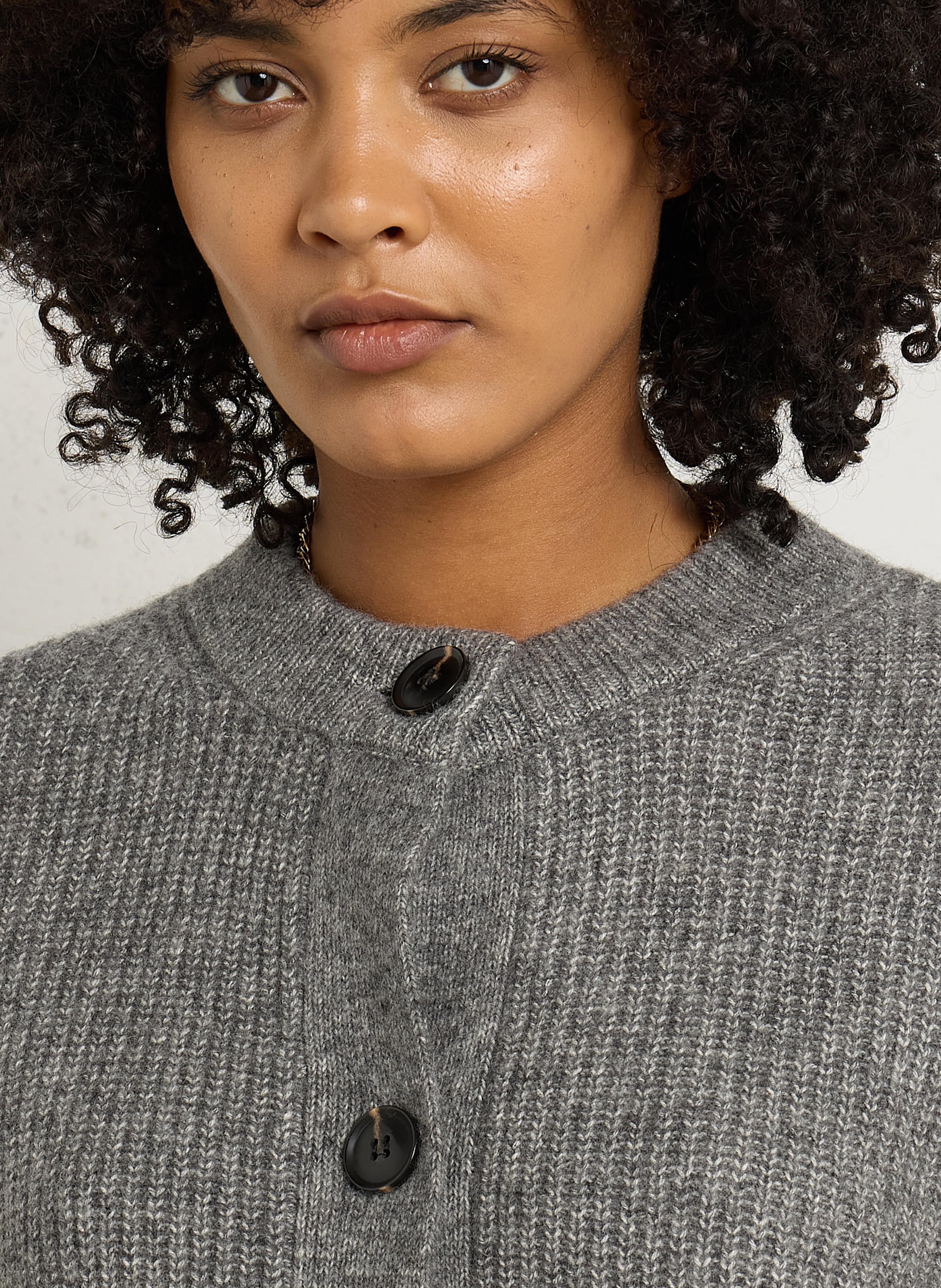 Cardigan droit en laine et coton JC SOPHIE Gris