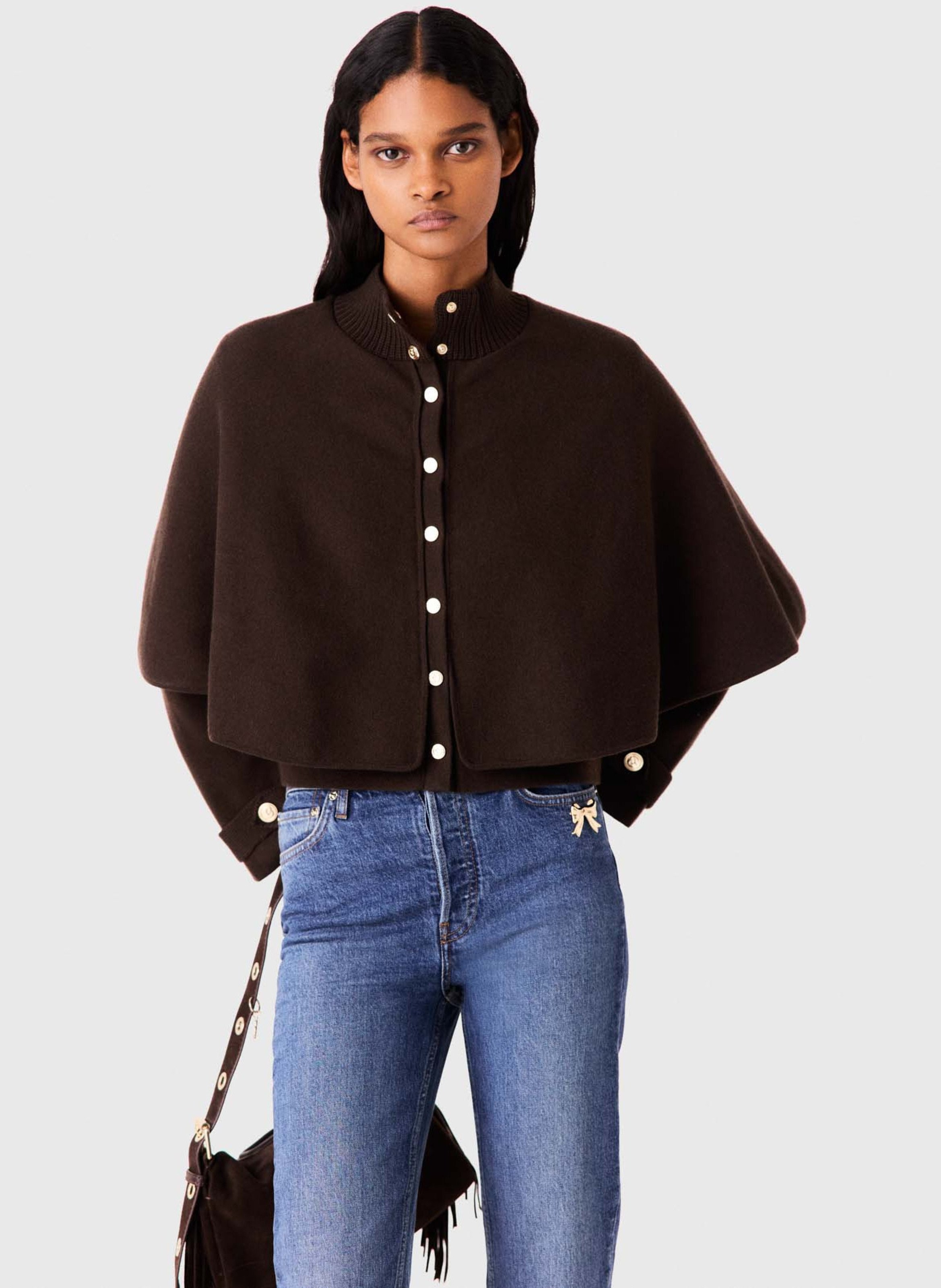 Oversized vest met opstaande kraag MAJE Bruin