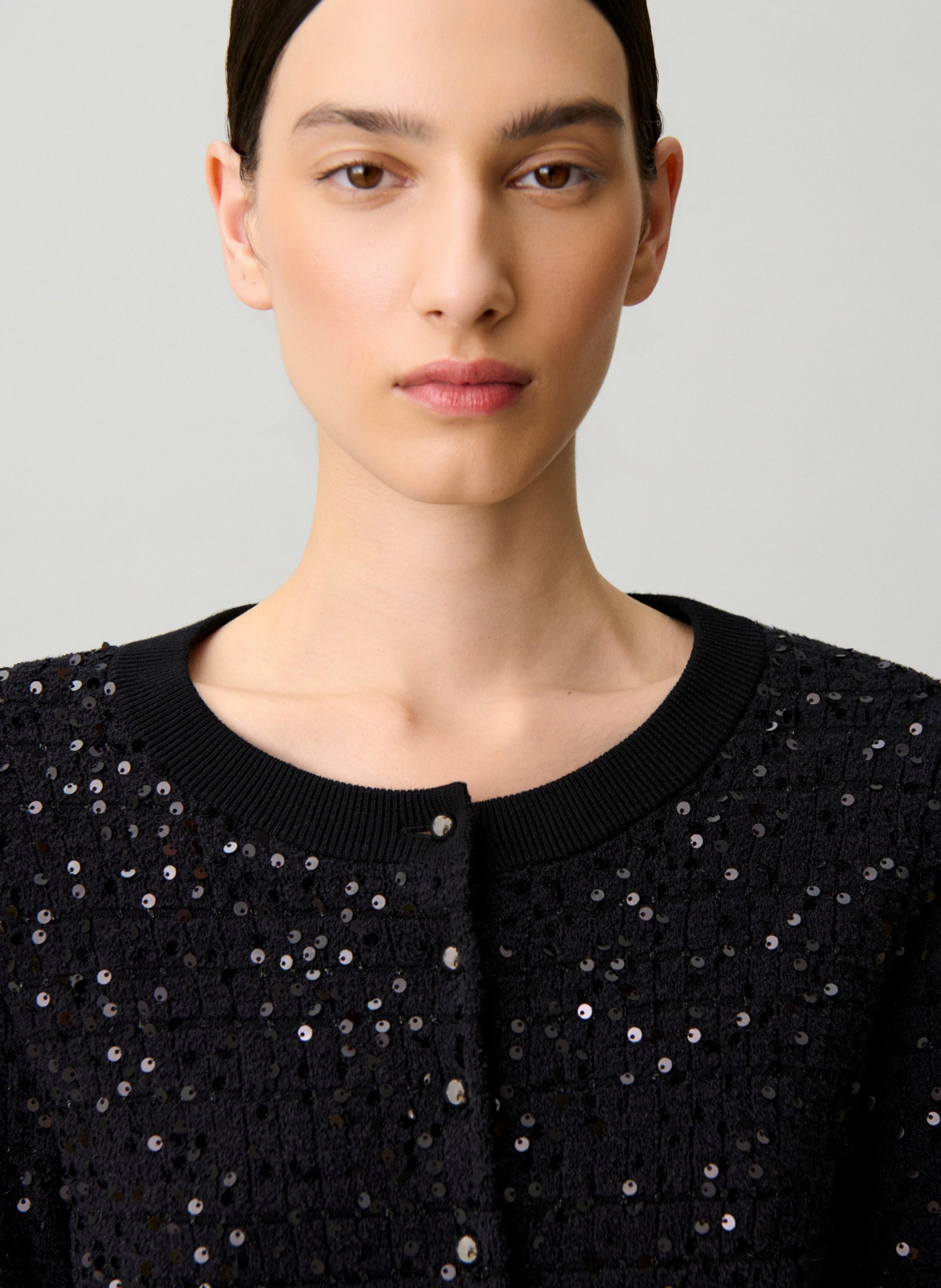 Fitted sequin cardigan CLAUDIE PIERLOT Black