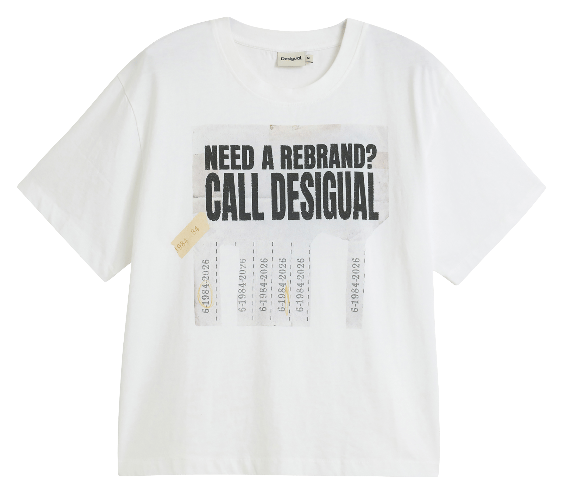 Loose fit round neck printed cotton t-shirt DESIGUAL White