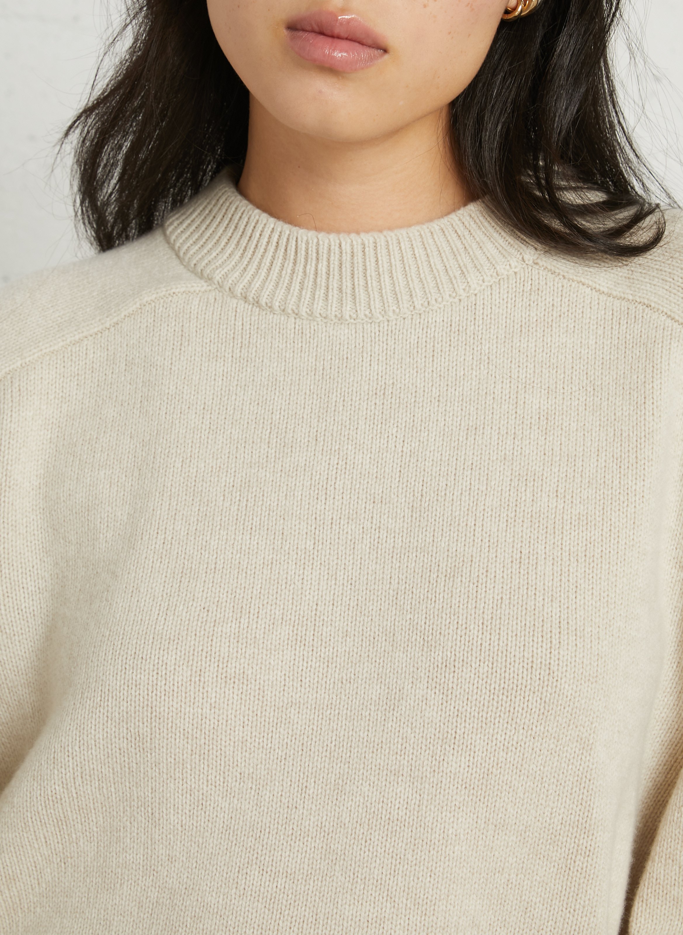 Pull oversize col rond en laine  SOEUR Beige