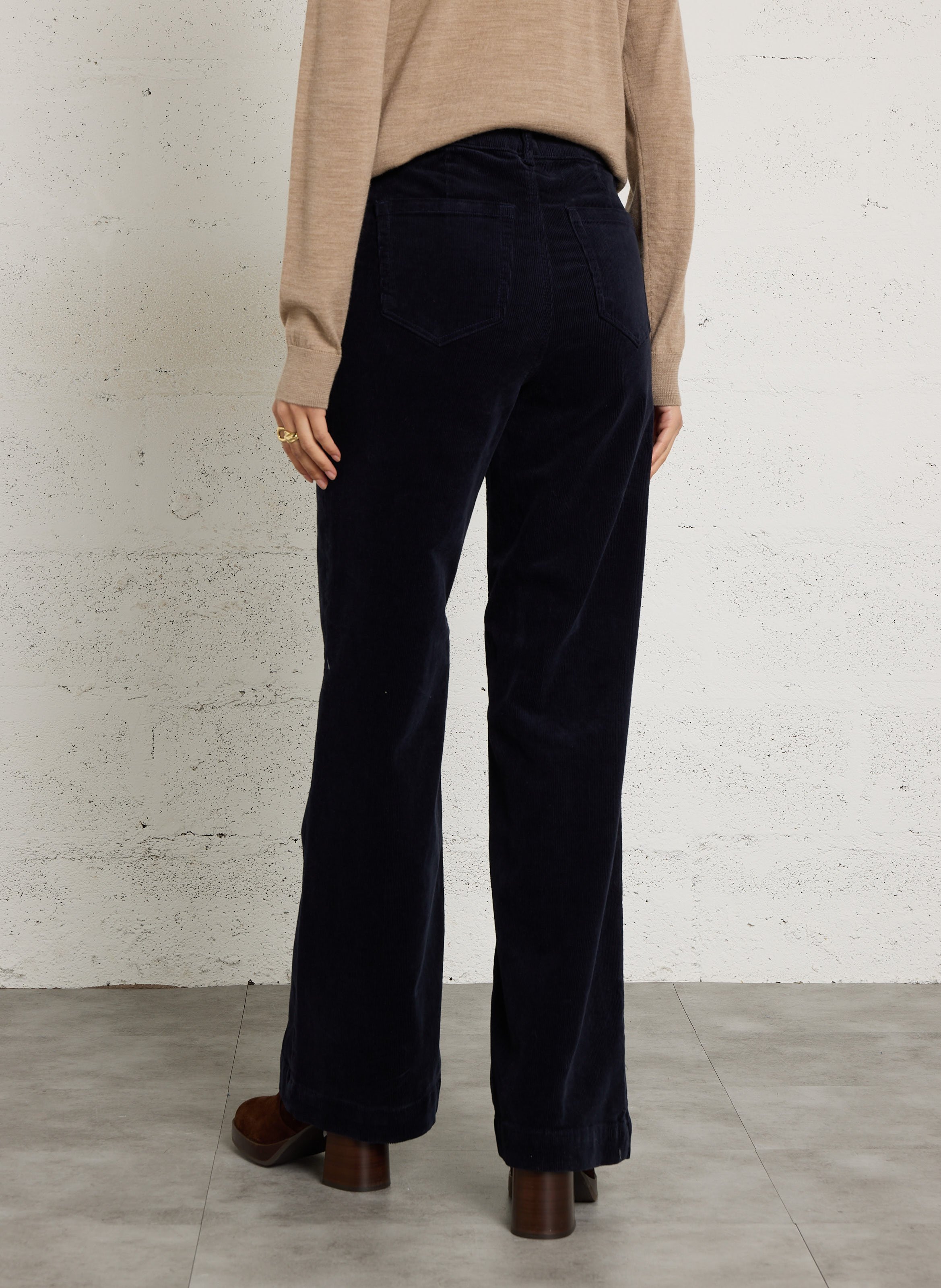 Wijde broek van katoenmix MAISON 123 Blauw
