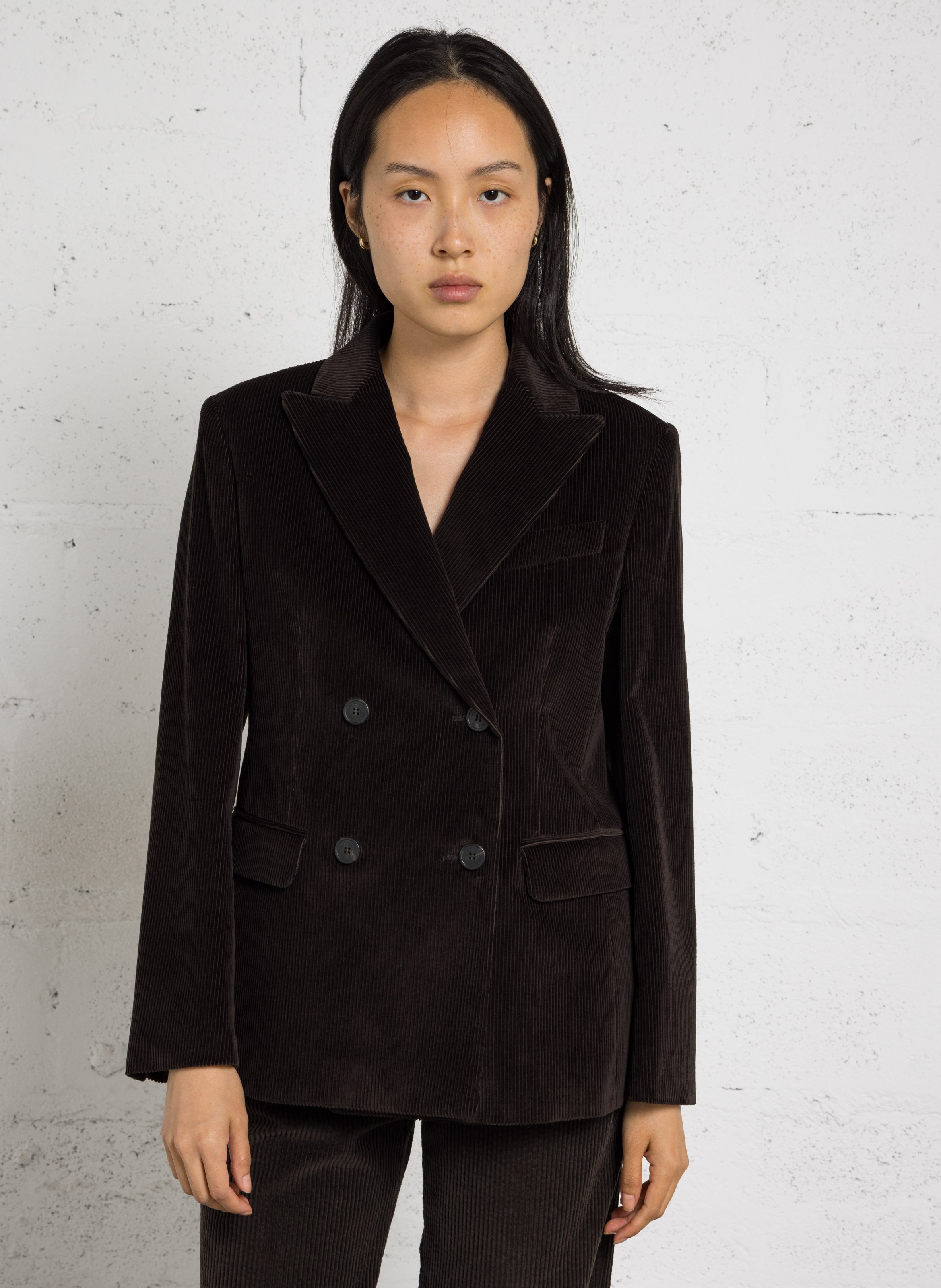Veste de tailleur ajustée côtelée en coton MAX MARA WEEK END Marron