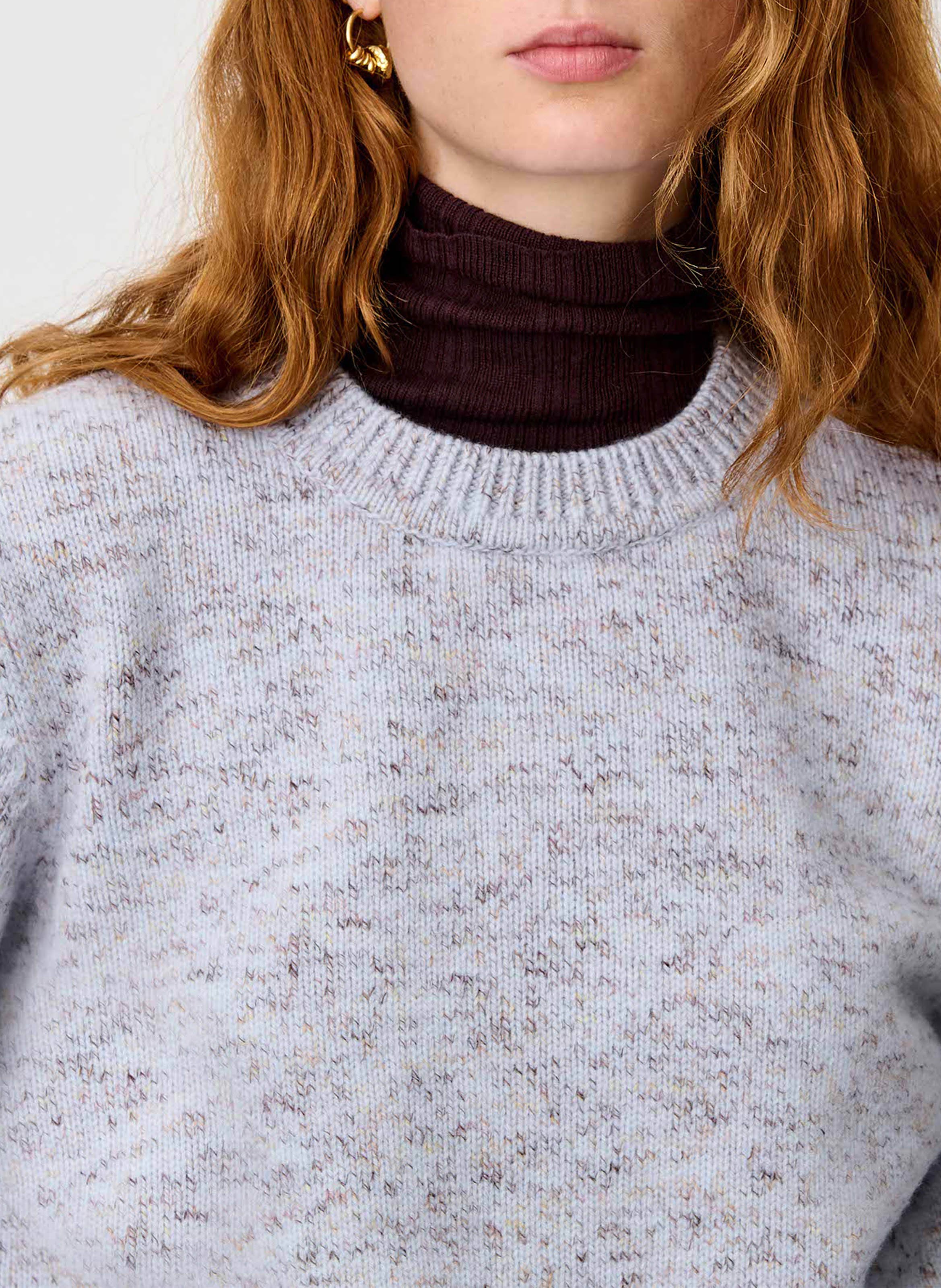 Straight-cut round-neck merino wool sweater SESSUN Blue