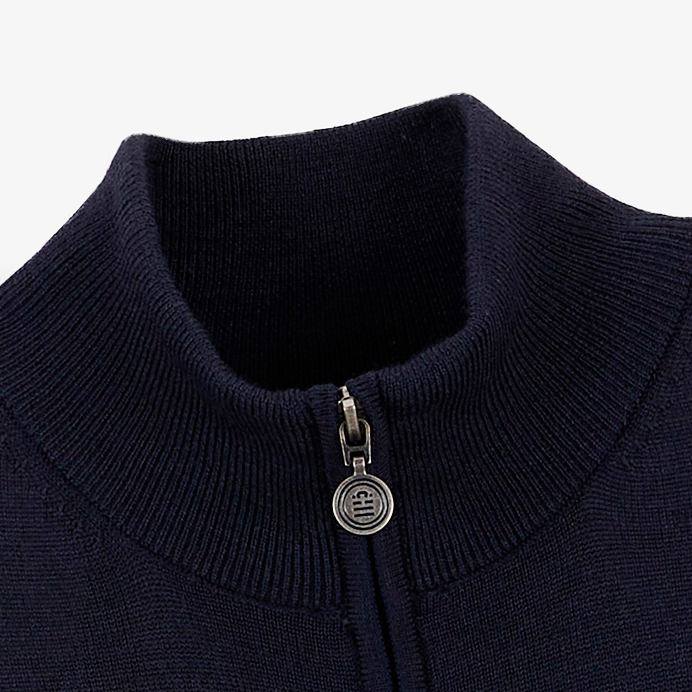 MARVINE Essential Navy Blue Zip-Neck Sweater SERGE BLANCO Blue