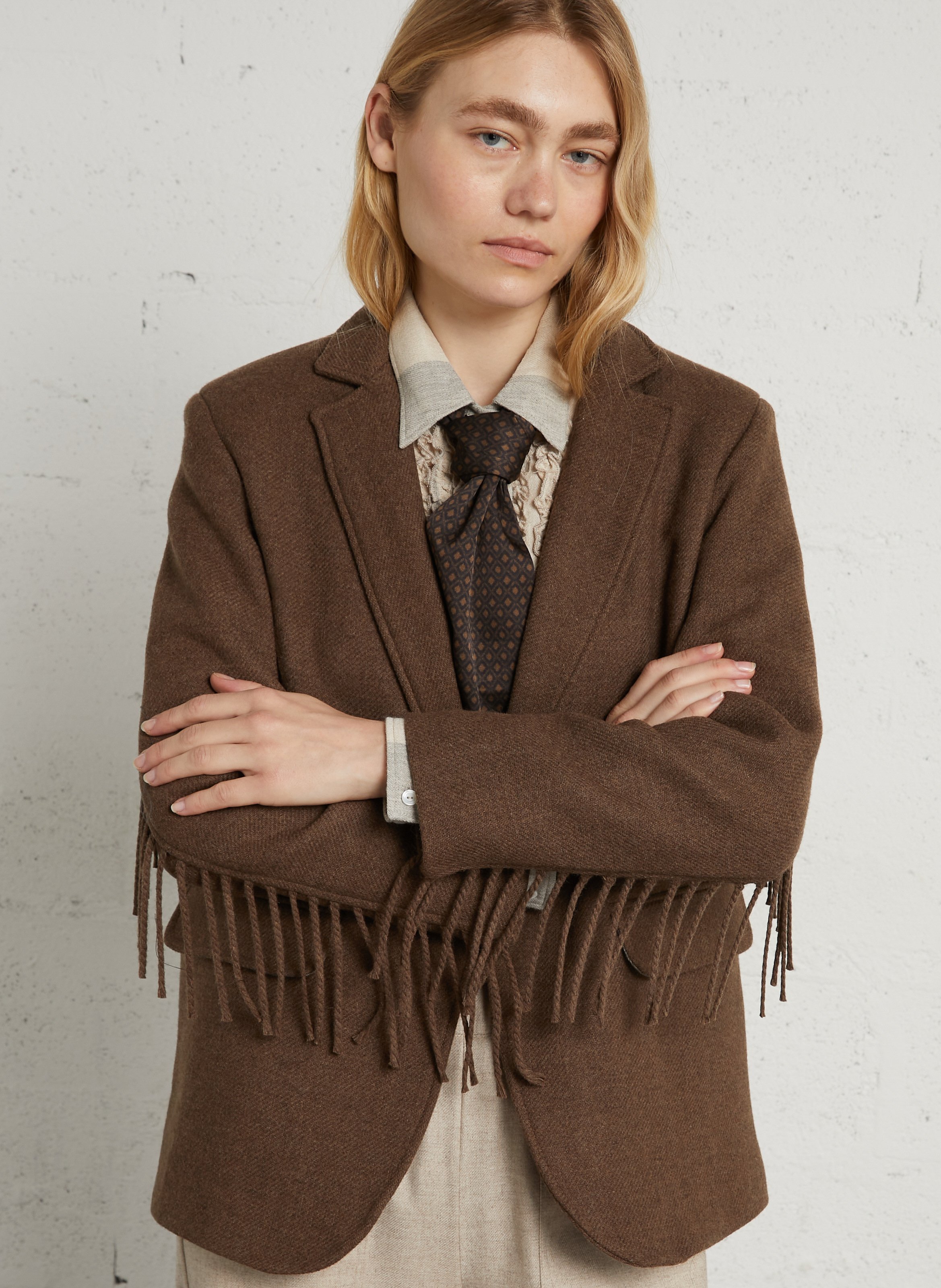 Fitted wool blend blazer DIEGA Brown
