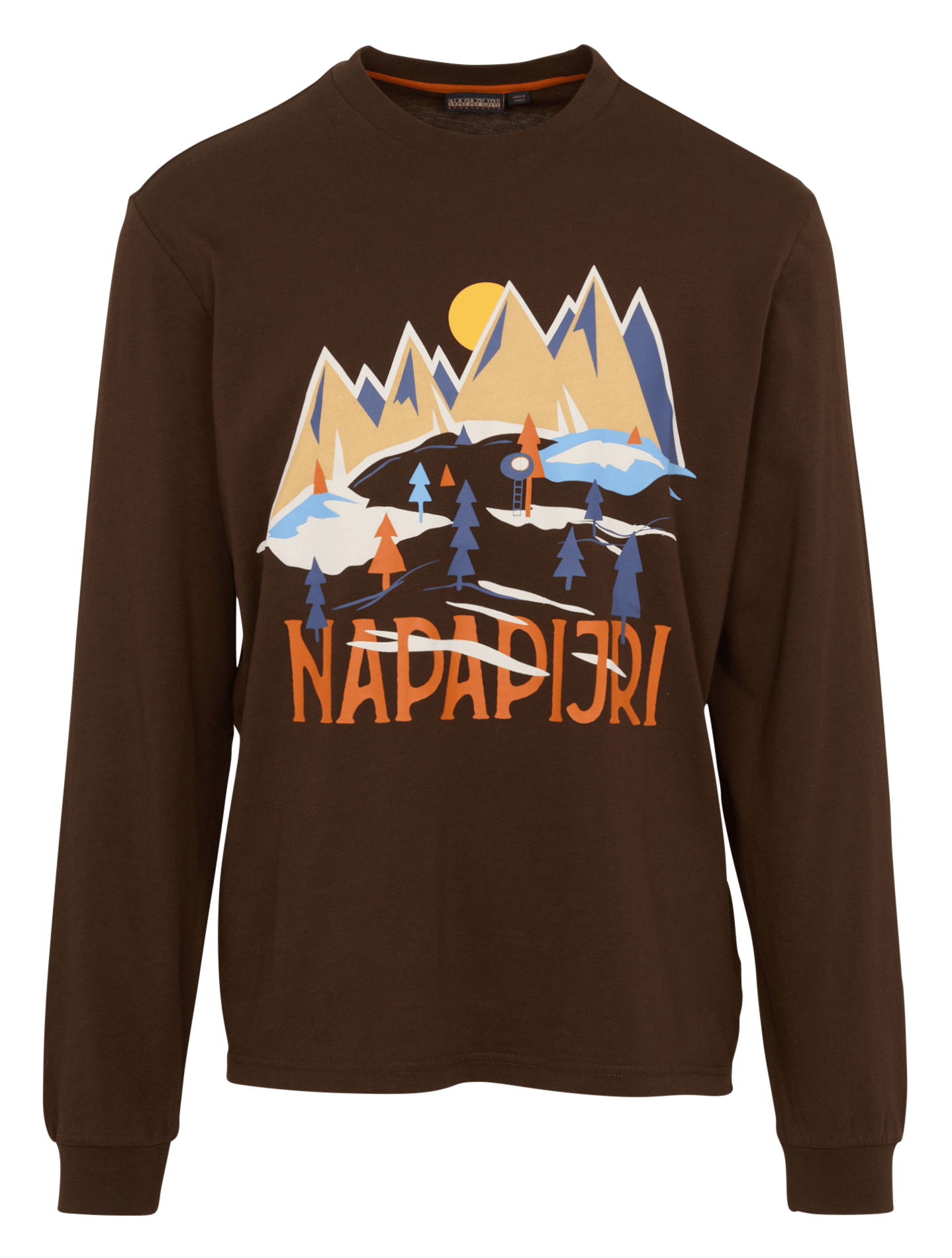 Printed long-sleeved cotton T-shirt NAPAPIJRI Brown