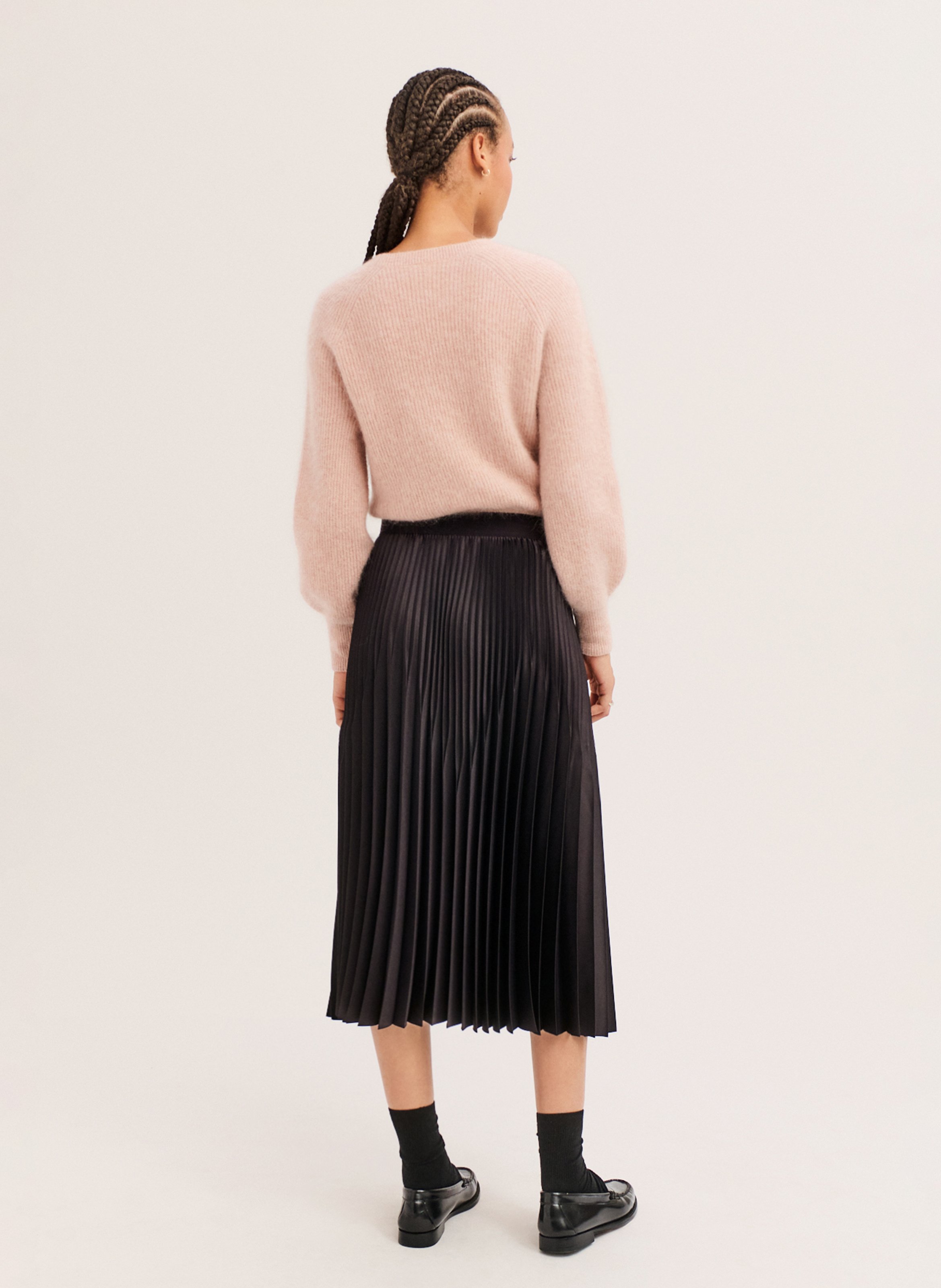 Jupe midi plissée en satin  PABLO Bruin