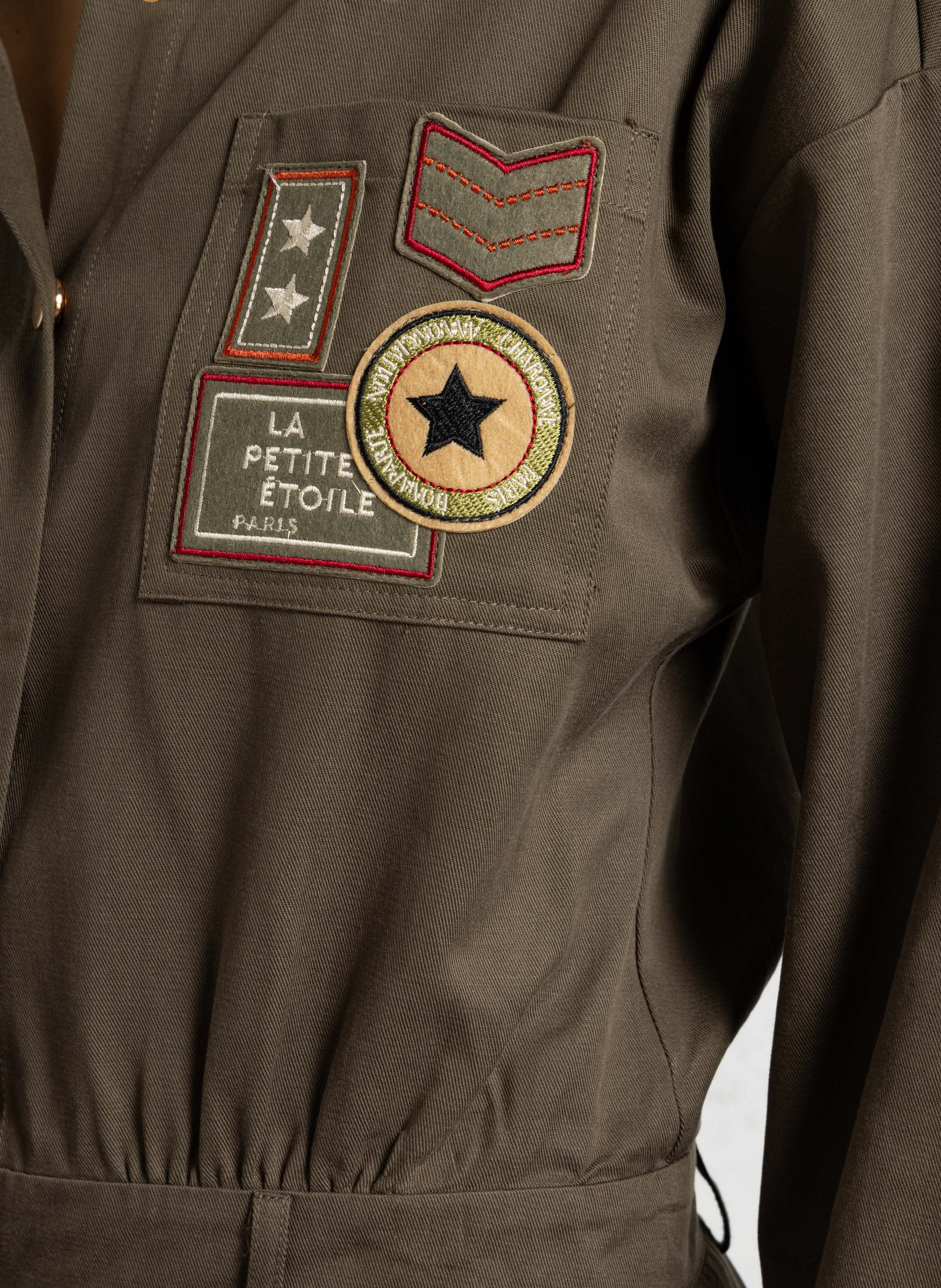 Jumpsuit aus Baumwoll-Mix mit klassischem Kragen LA PETITE ETOILE Khaki