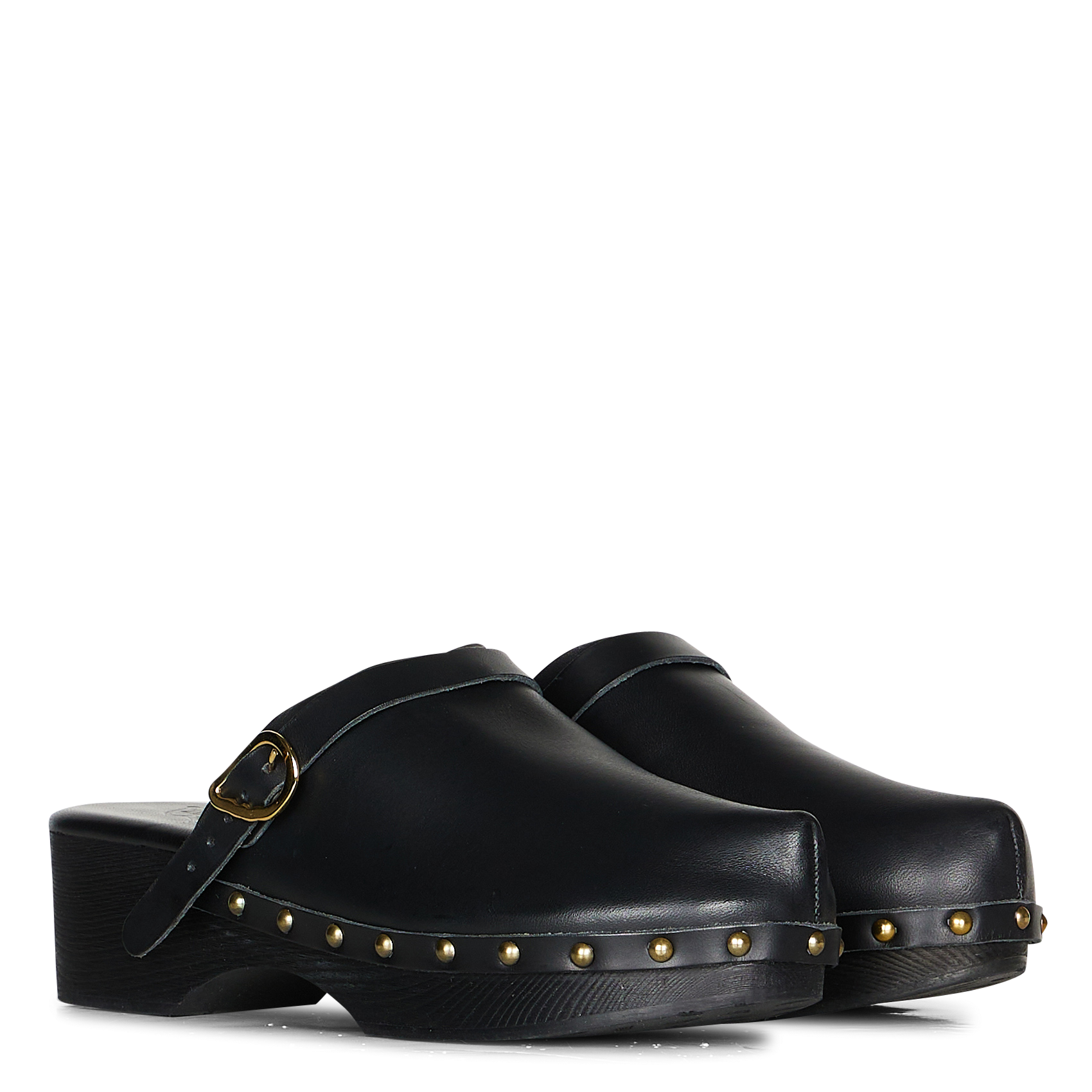 Sabots compensés en cuir ANCIENT GREEK SANDALS Noir