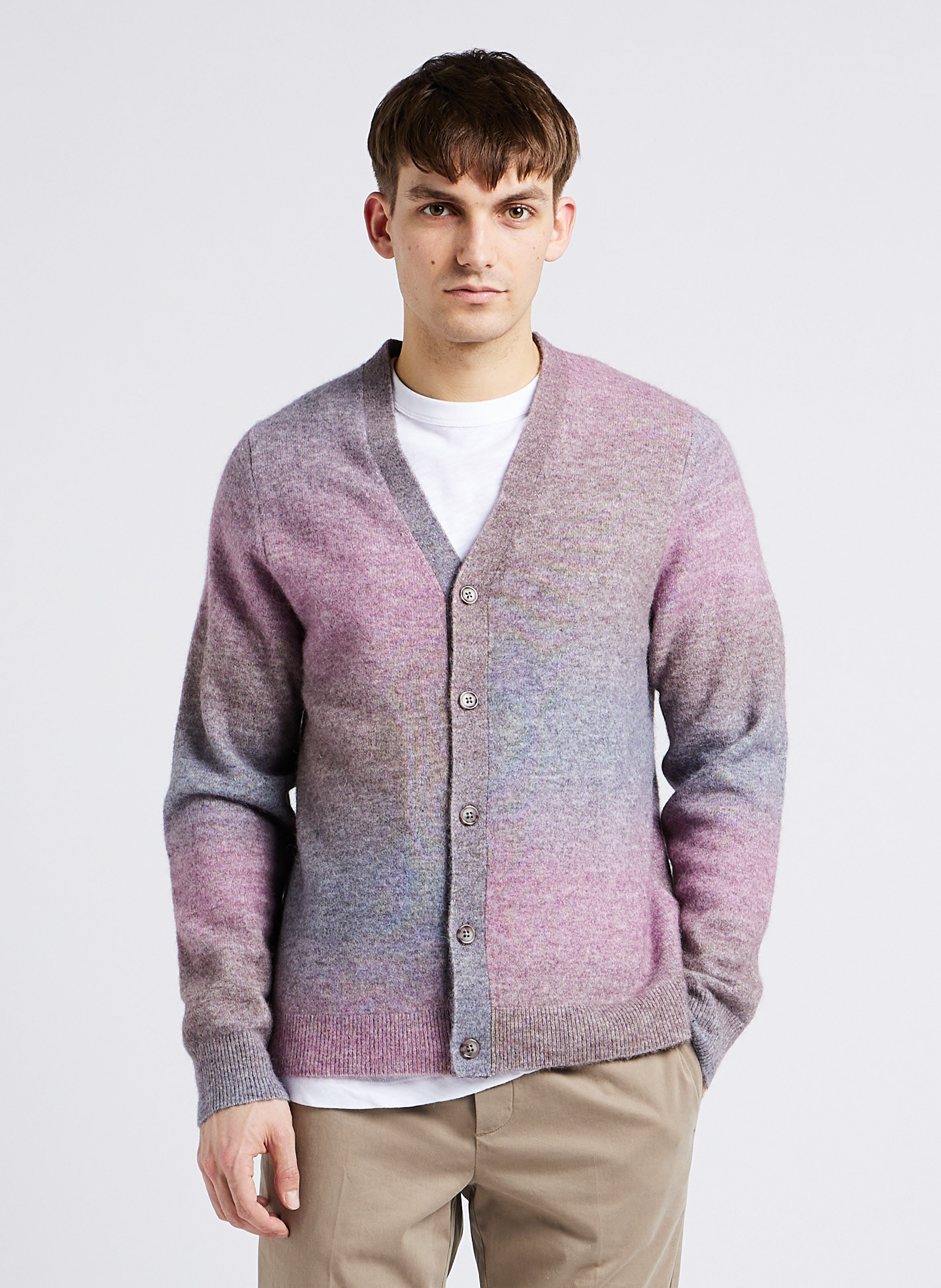 Gilet droit col V rayé SAMSOE SAMSOE Multicolore