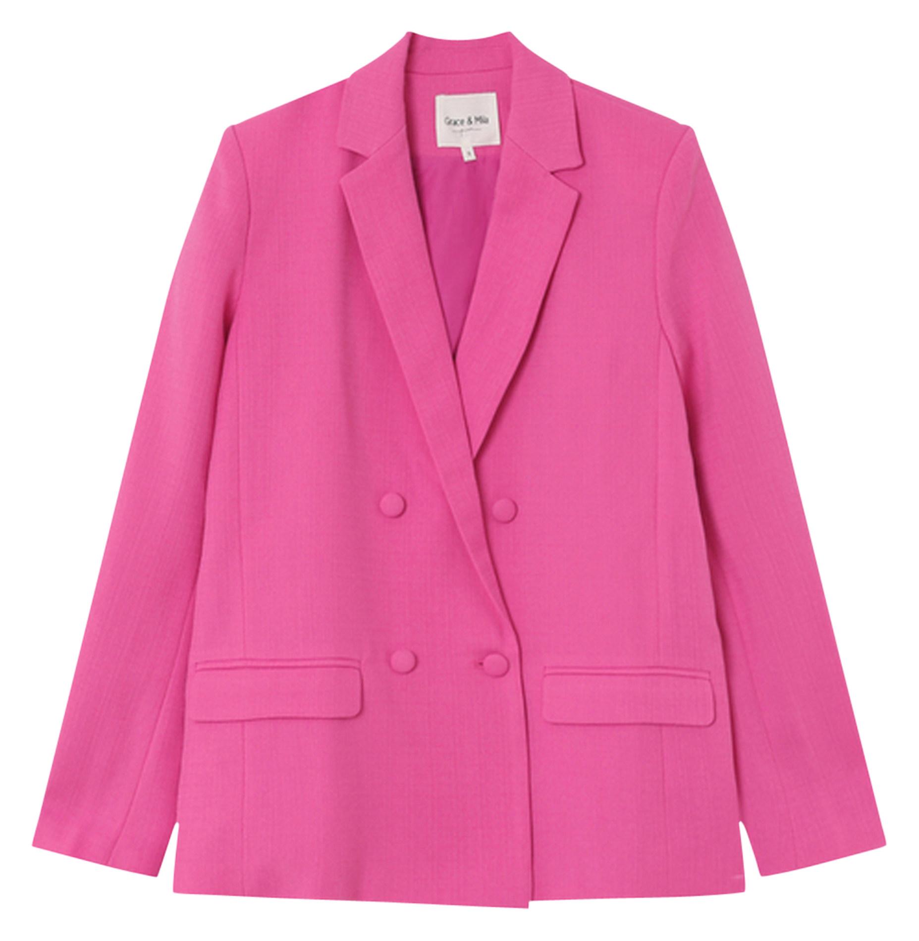 Blazer droit col tailleur Rose