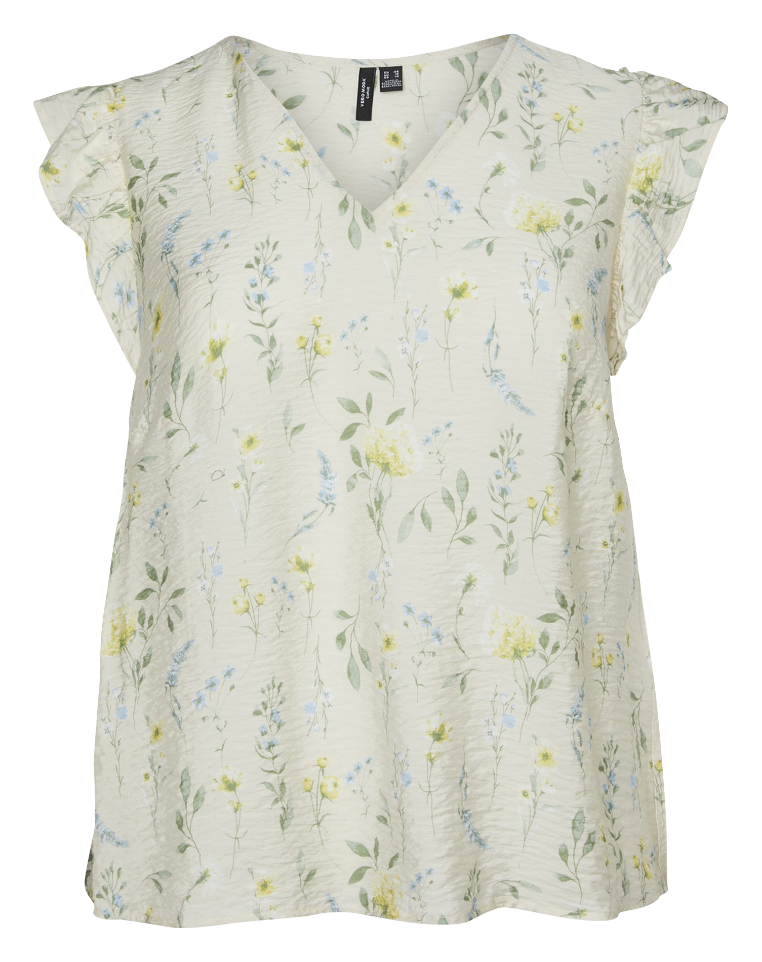 Printed V-neck top VERO MODA CURVE Beige
