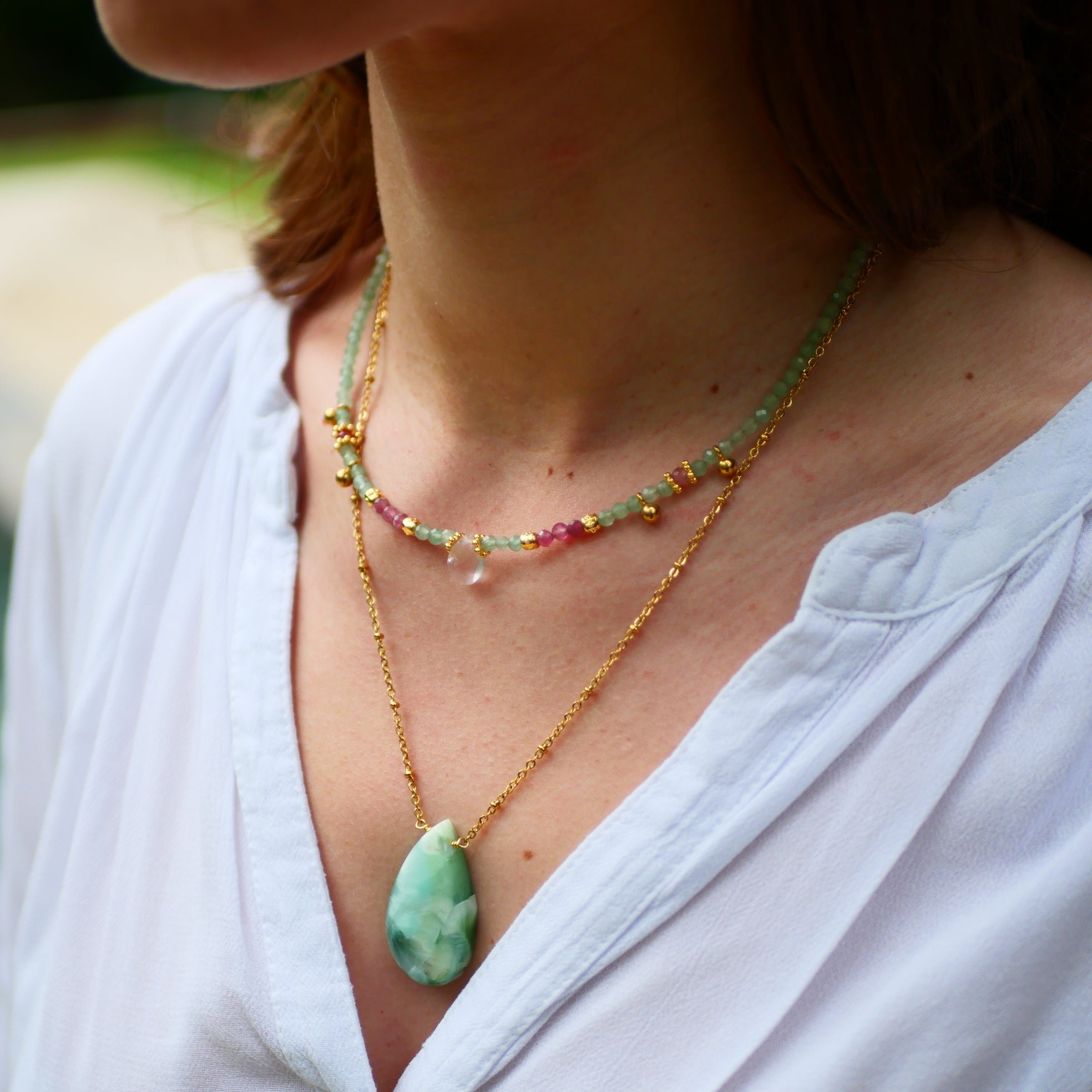 Aventurine necklace GINANDGER Multicolored
