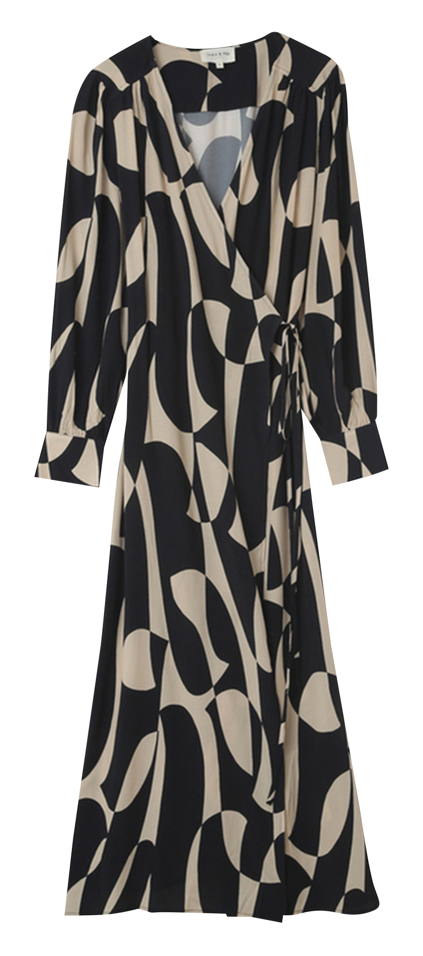 Robe longue portefeuille imprimée GRACE ET MILA Noir