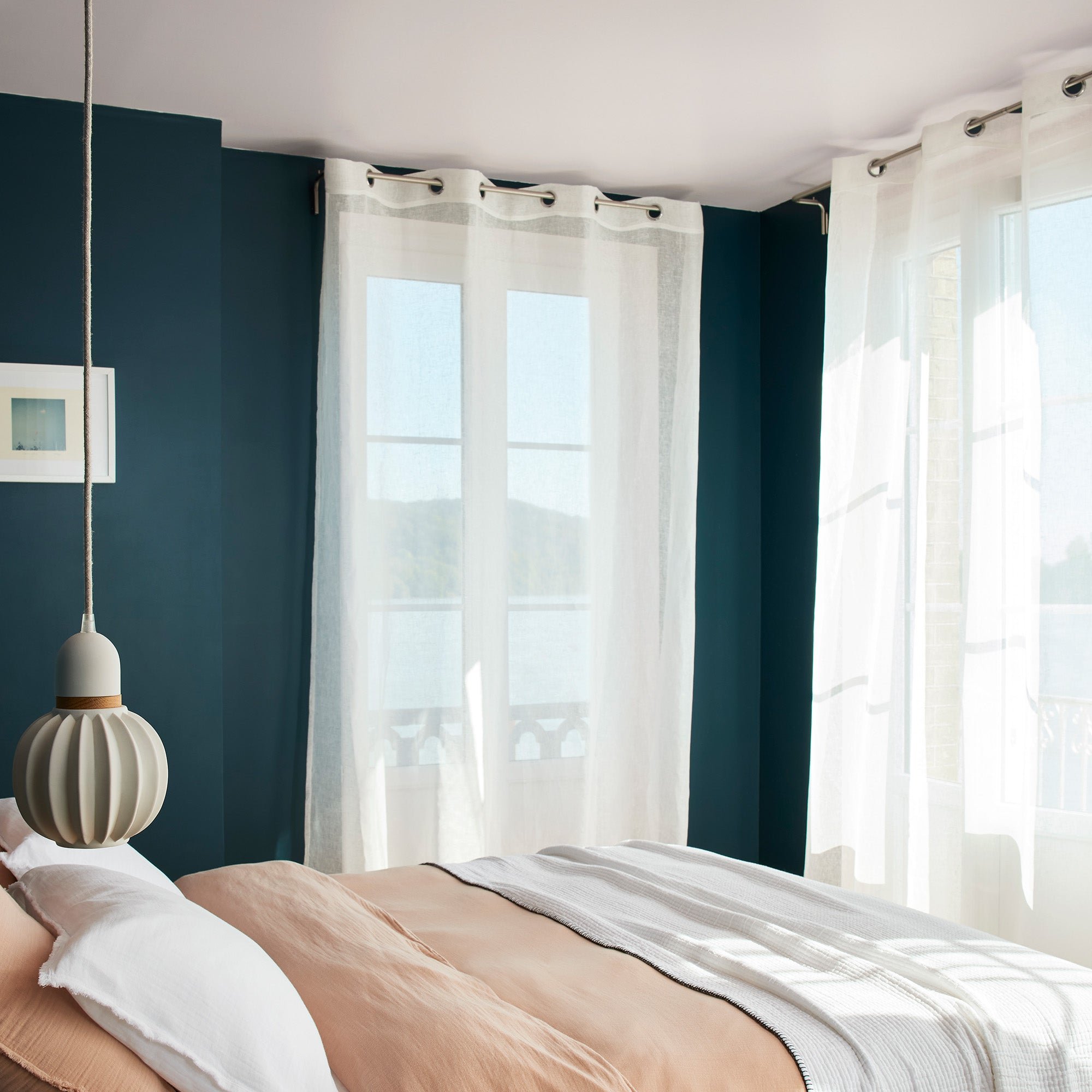 SHADOW - Linen net curtain with eyelets MADURA