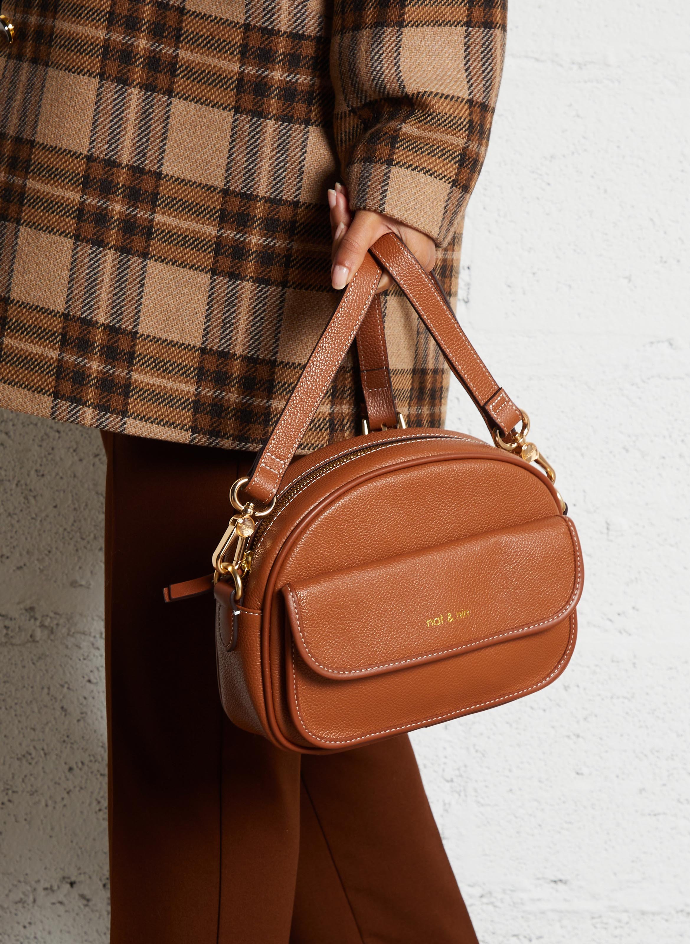 Sac bandoulière en cuir NAT & NIN Marron