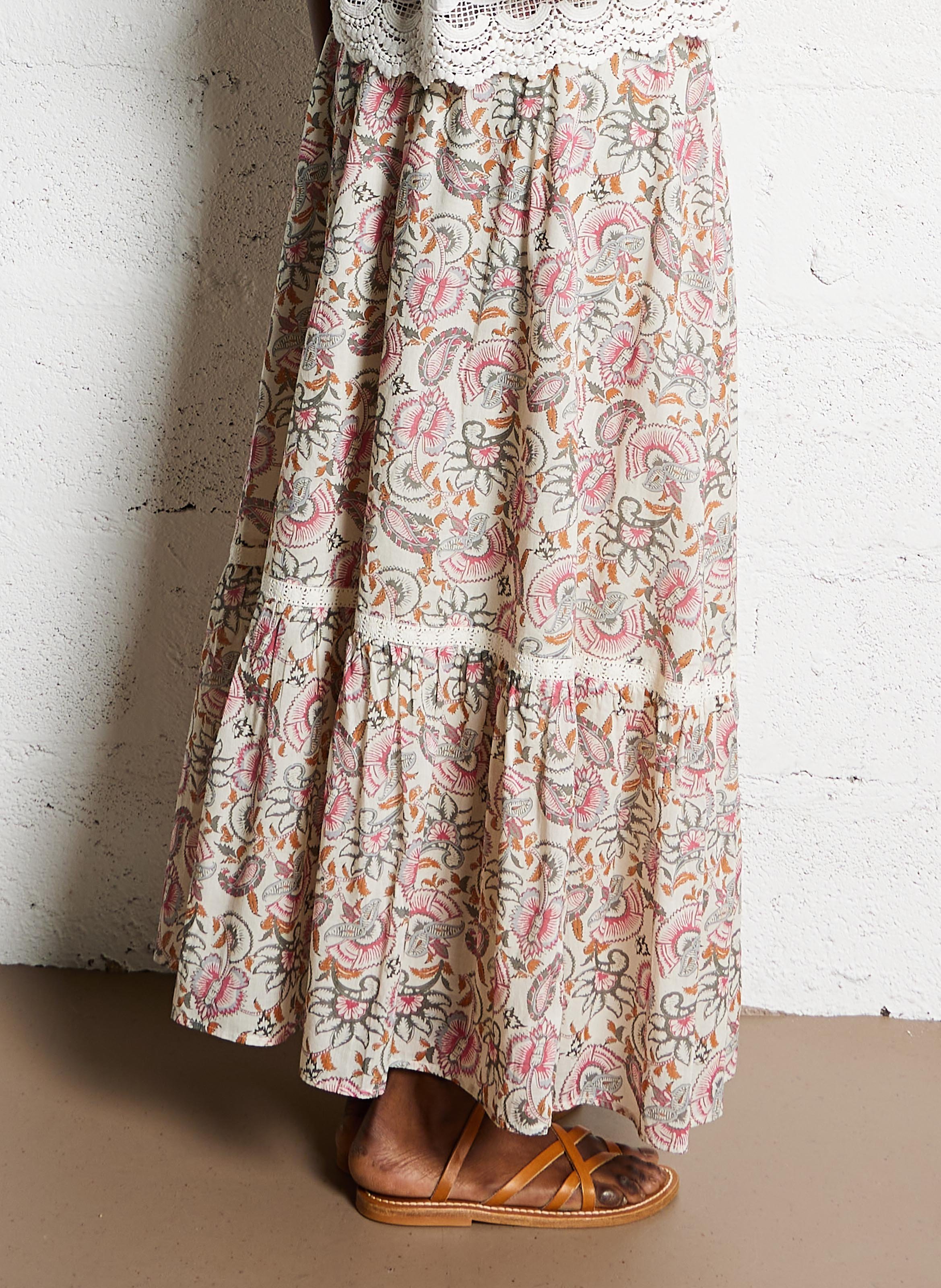 Jupe midi imprimée en coton bio LOUISE MISHA Multicolore