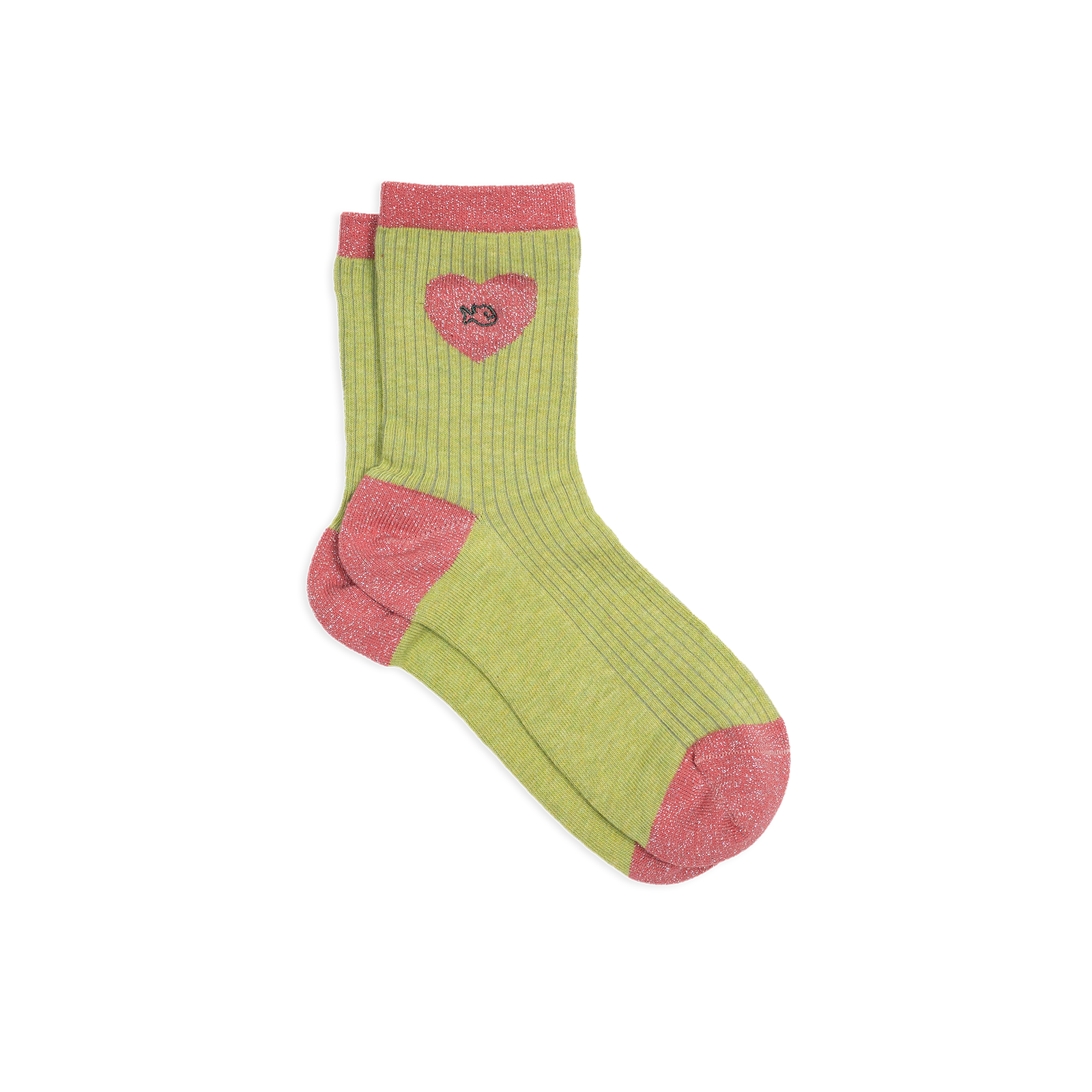 Combed cotton heart socks BILLYBELT Green