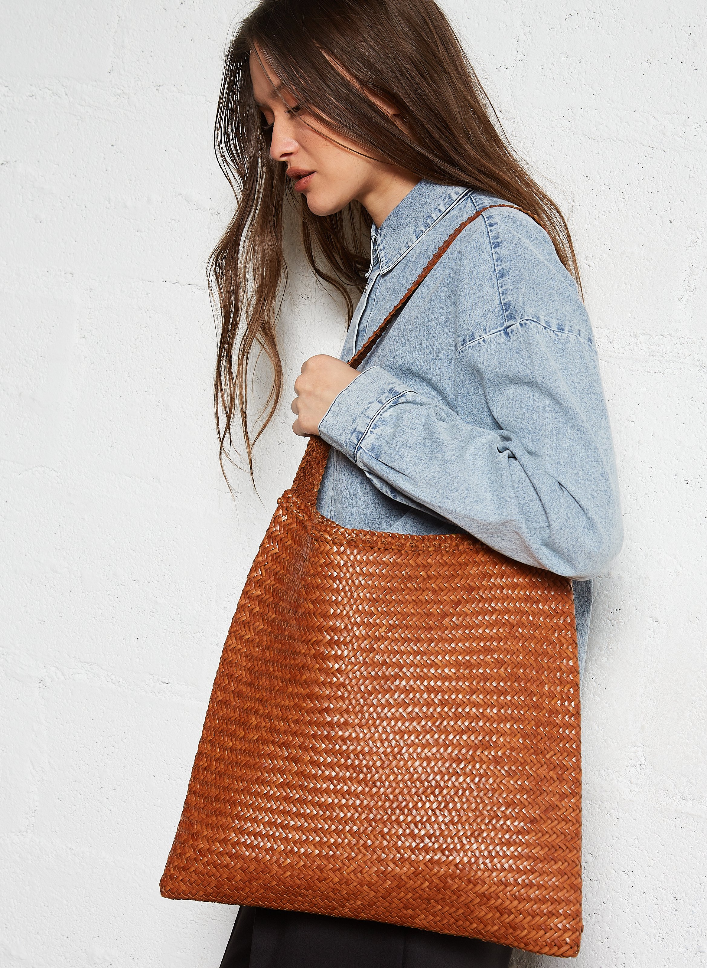 Geflochtene Leder-Tasche DRAGON DIFFUSION Braun