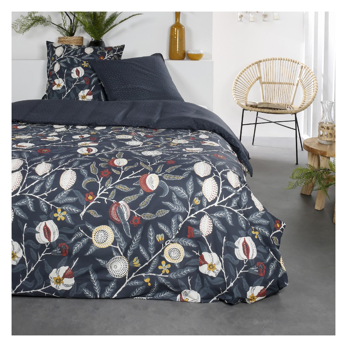 Printed cotton bedding set TODAY LINGE DE MAISON Blue