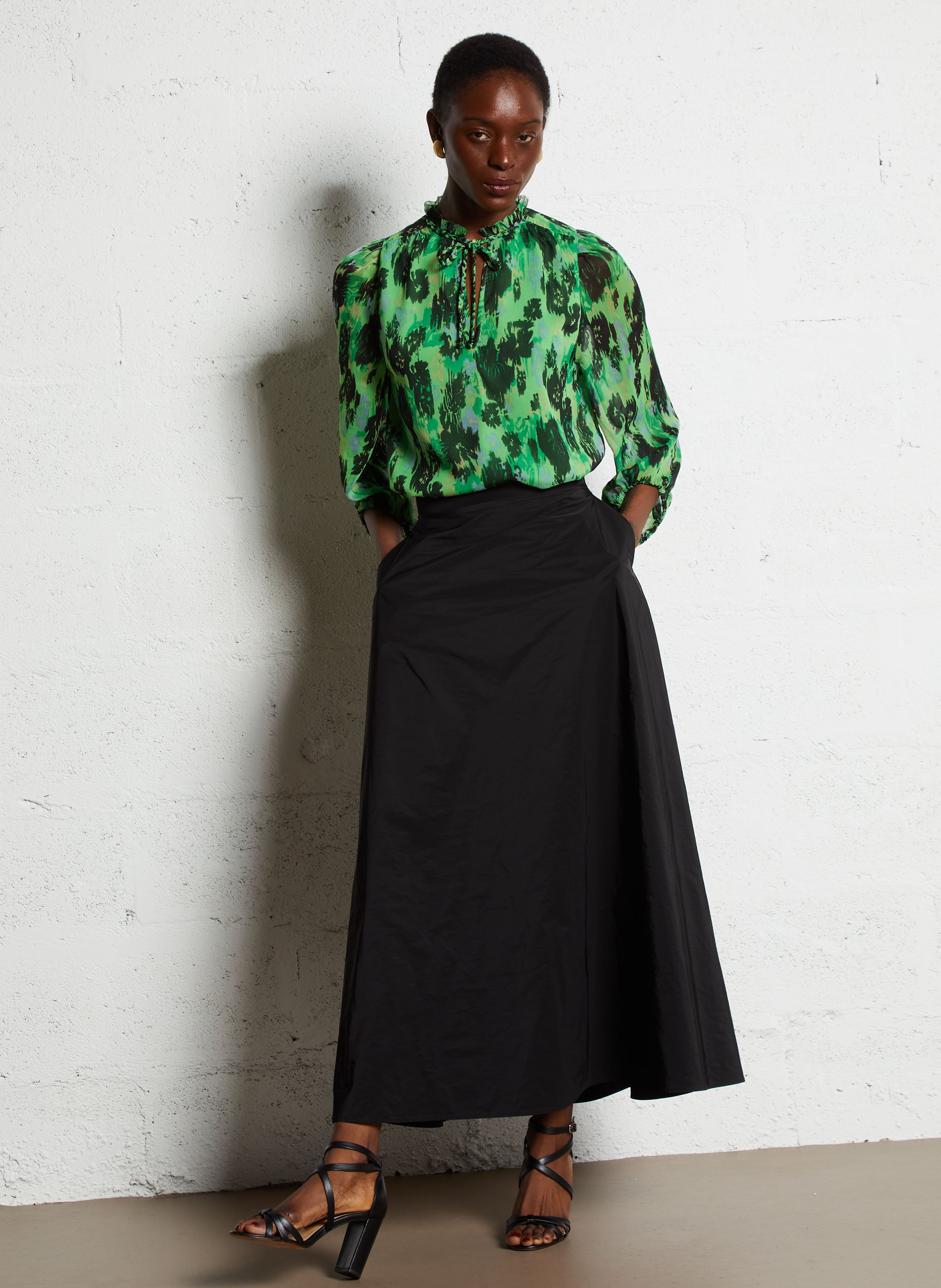 A-line maxi skirt Black