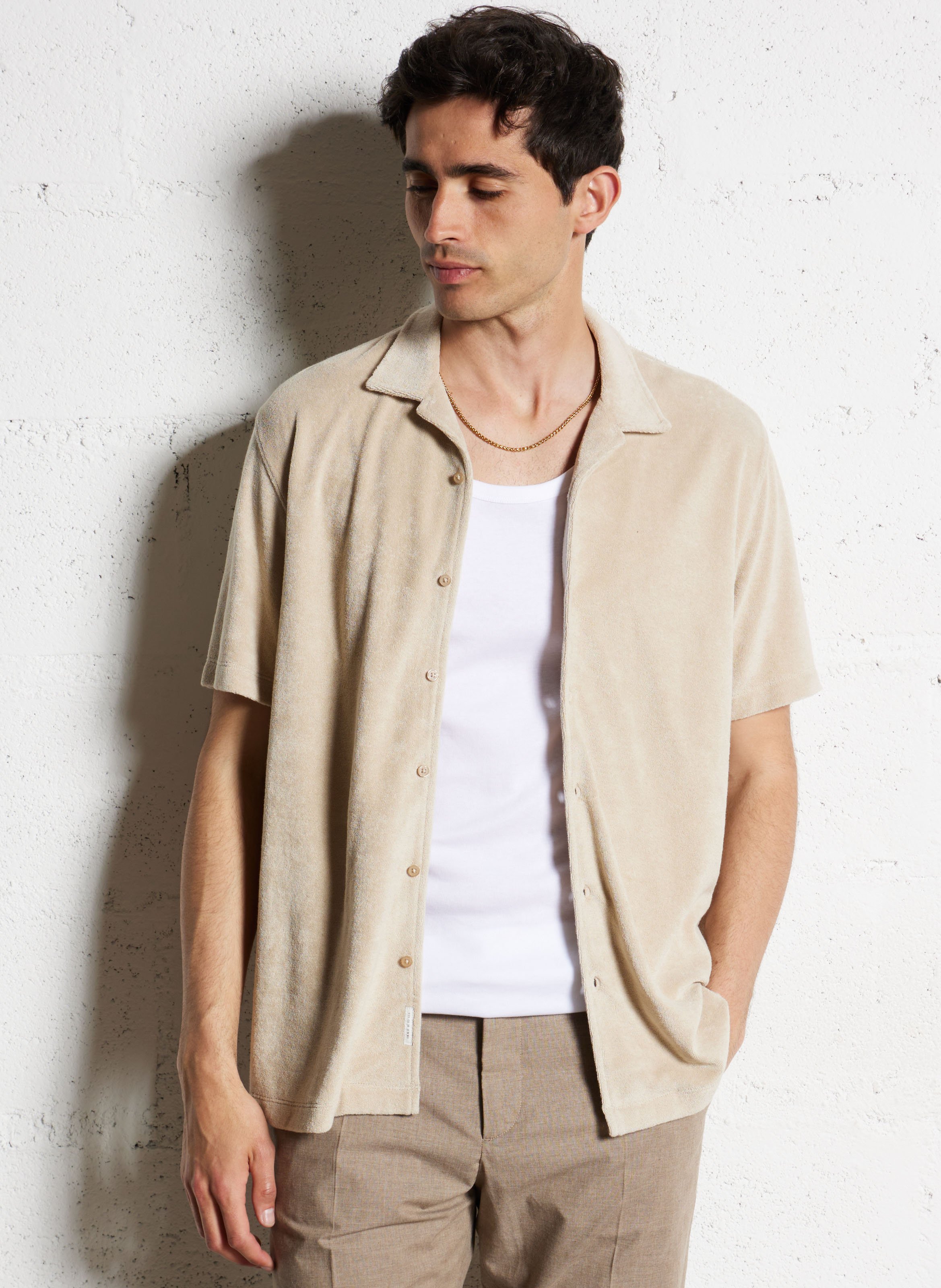 Gerade geschnittenes Hemd aus Baumwoll-Mix IKKS Beige