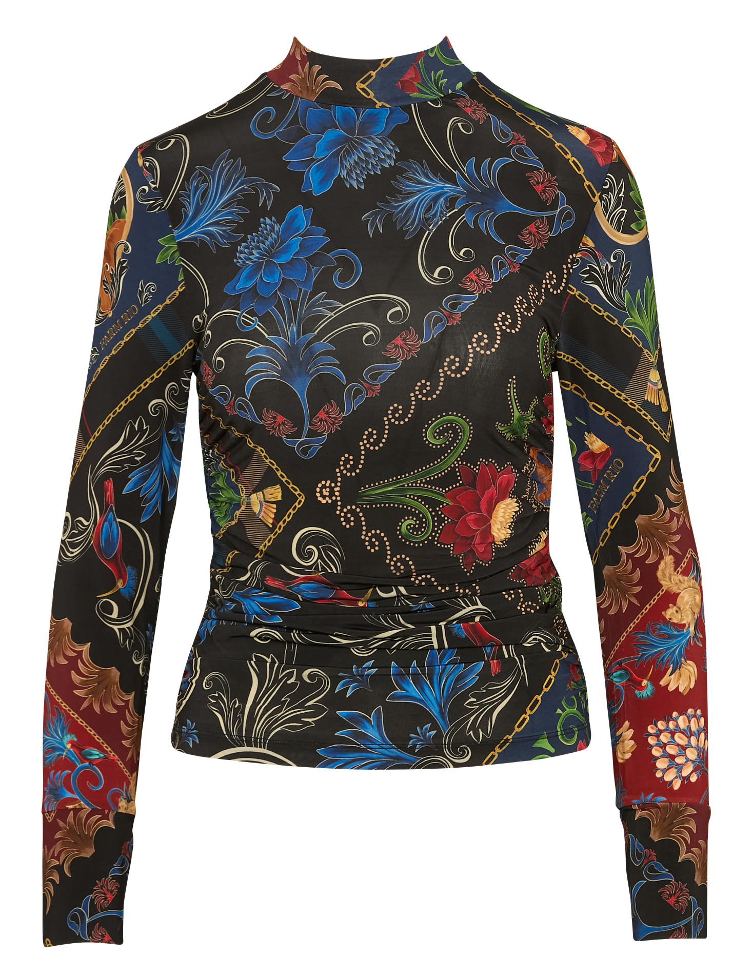 High-neck printed top FARM RIO Black
