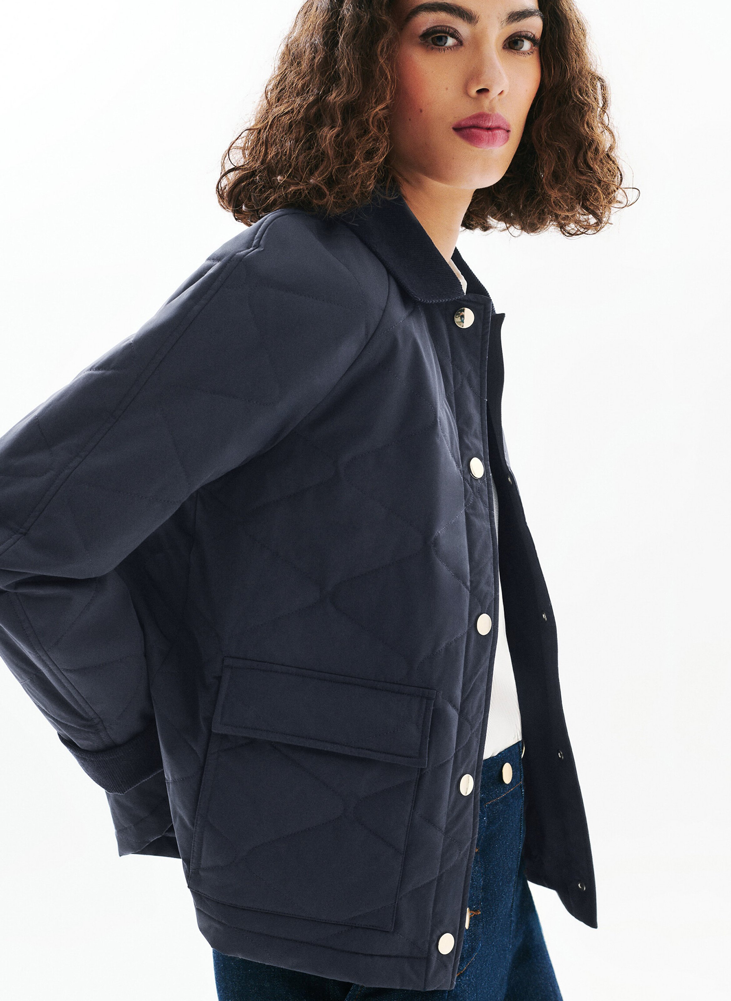 Parka droite col classique matelassée CAROLL Bleu