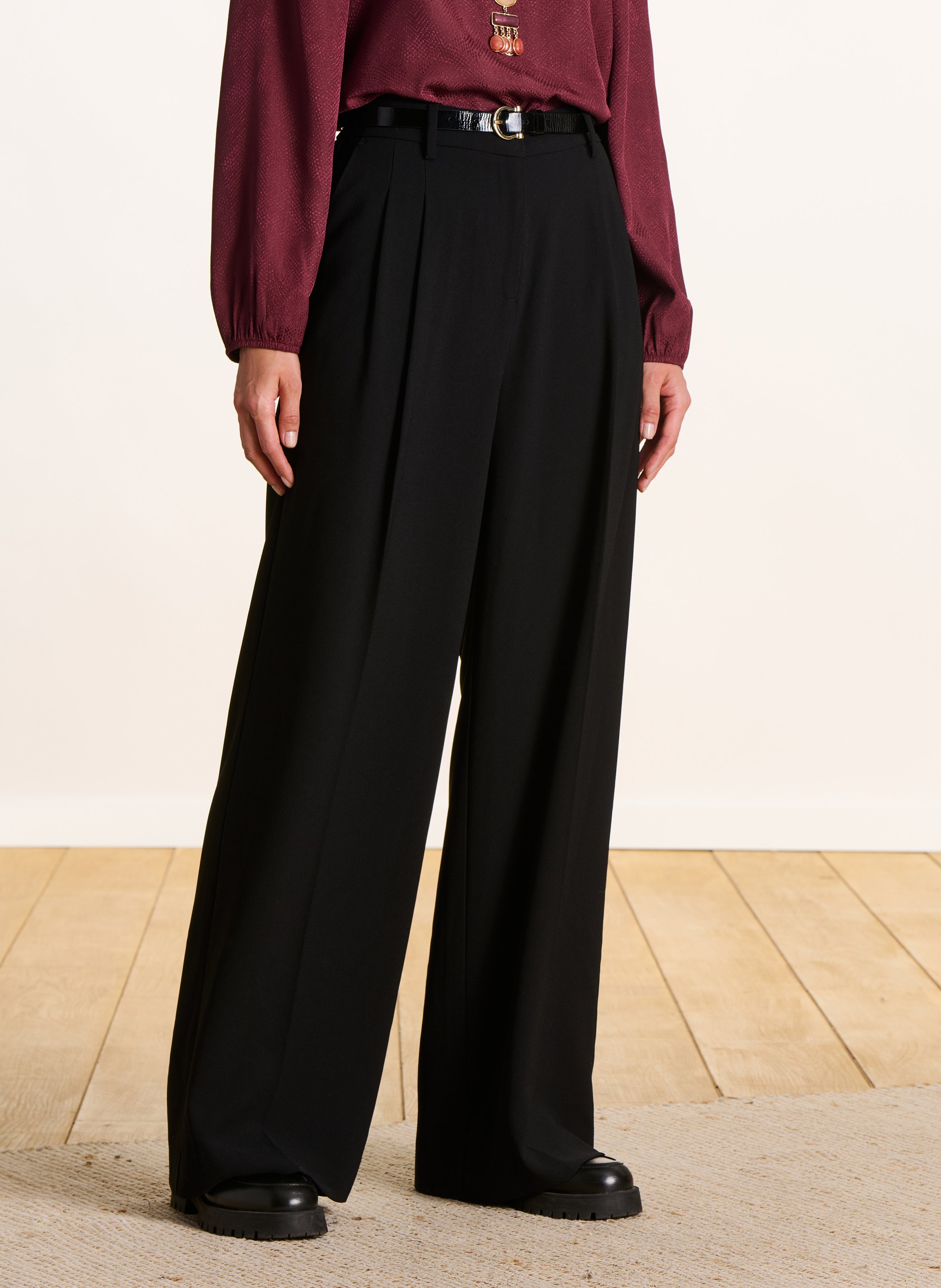 Azawood high-waisted wide-leg trousers LA FEE MARABOUTEE Black