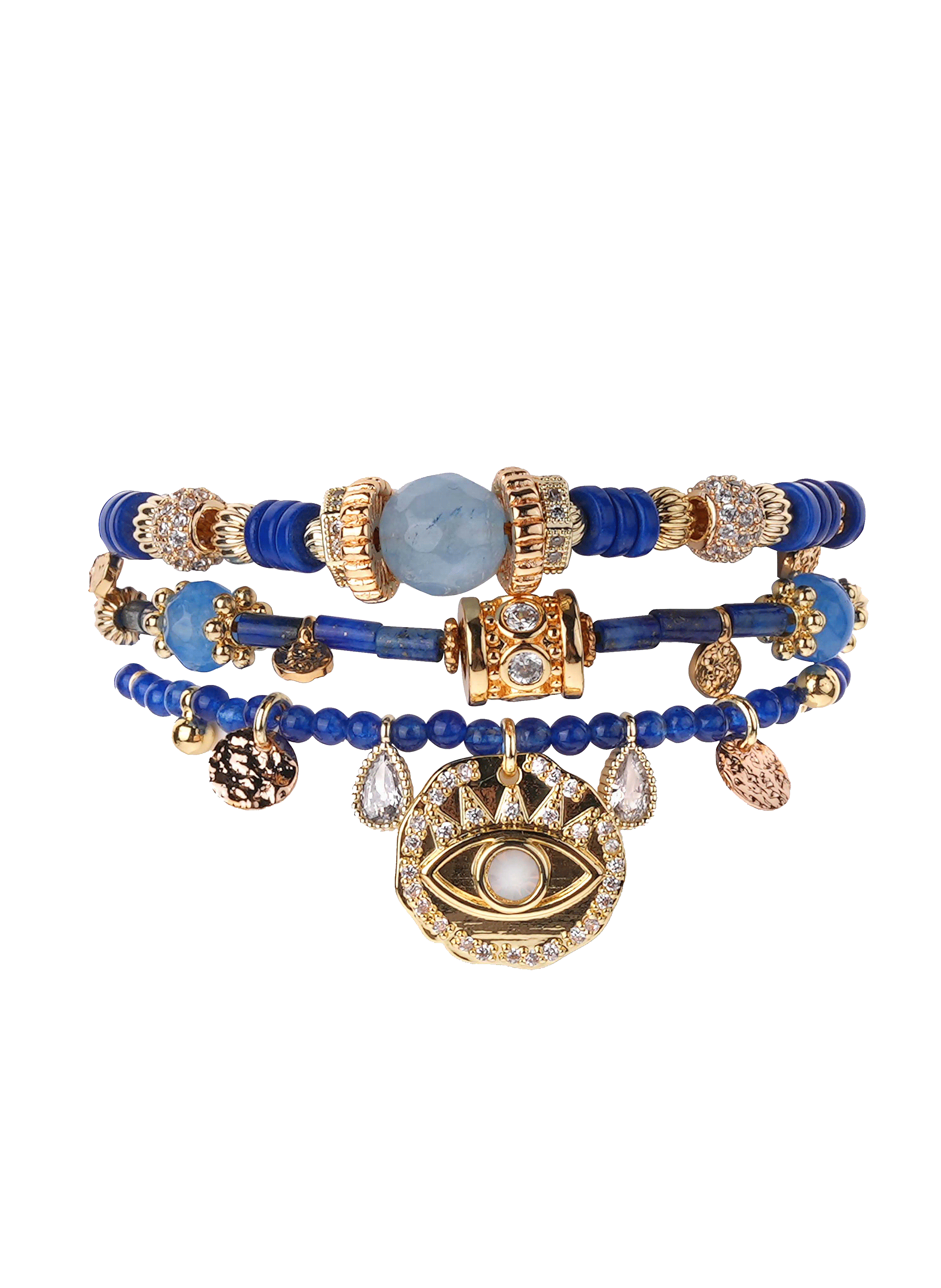 Multilink bead cuff bracelet HIPANEMA Blue