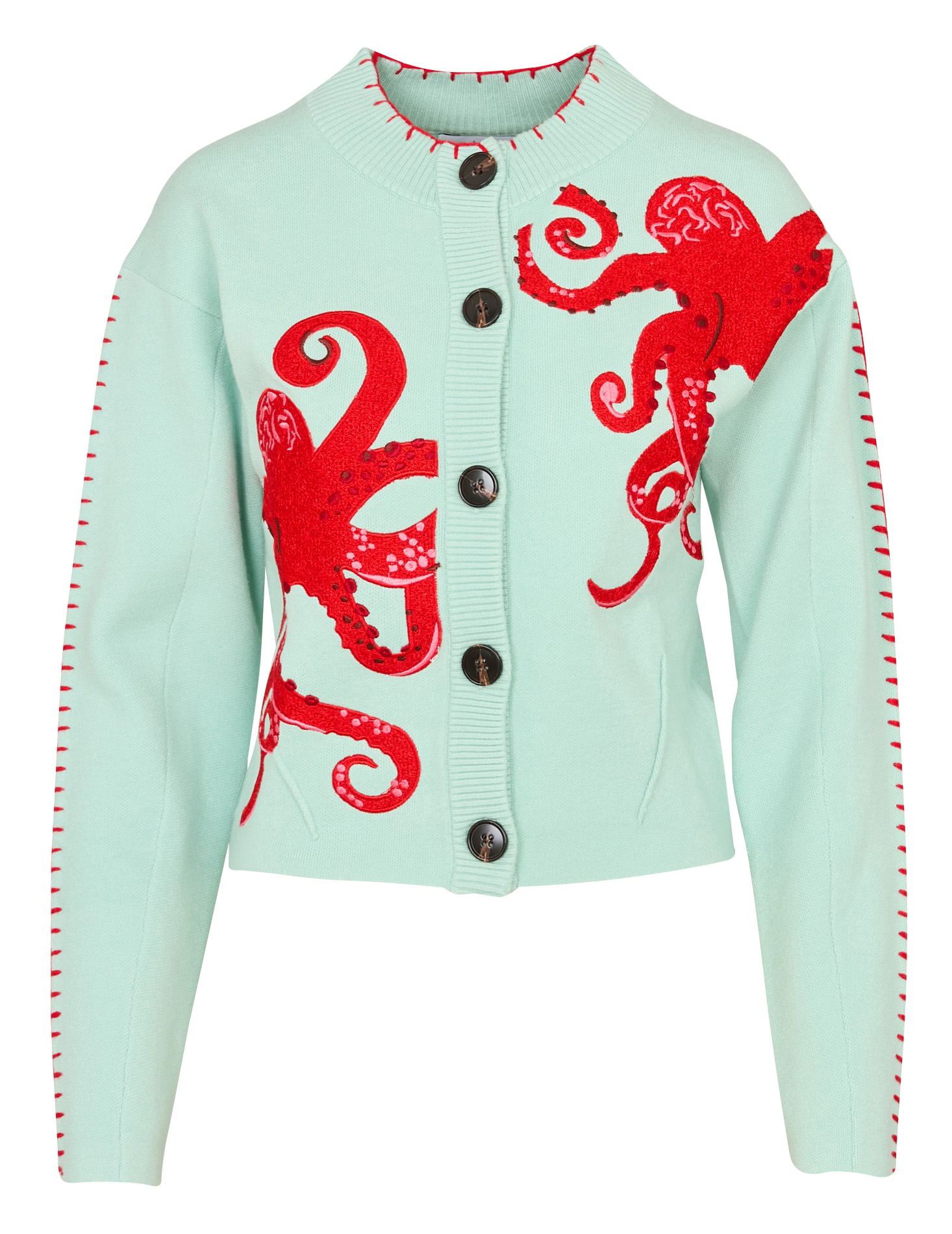 Gilet col rond brodé NEVER FULLY DRESSED Bleu