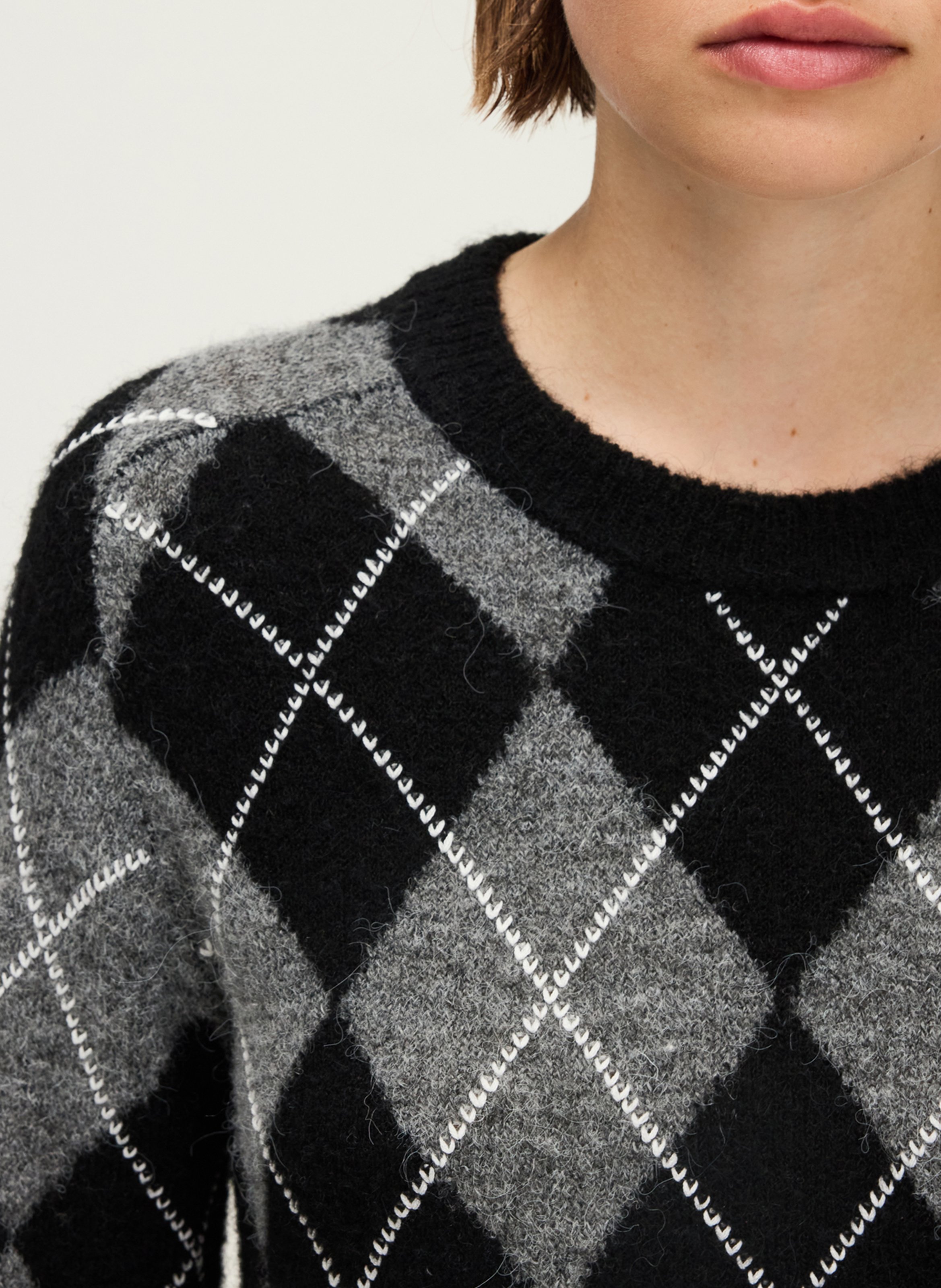 Chat jacquard sweater PABLO Black