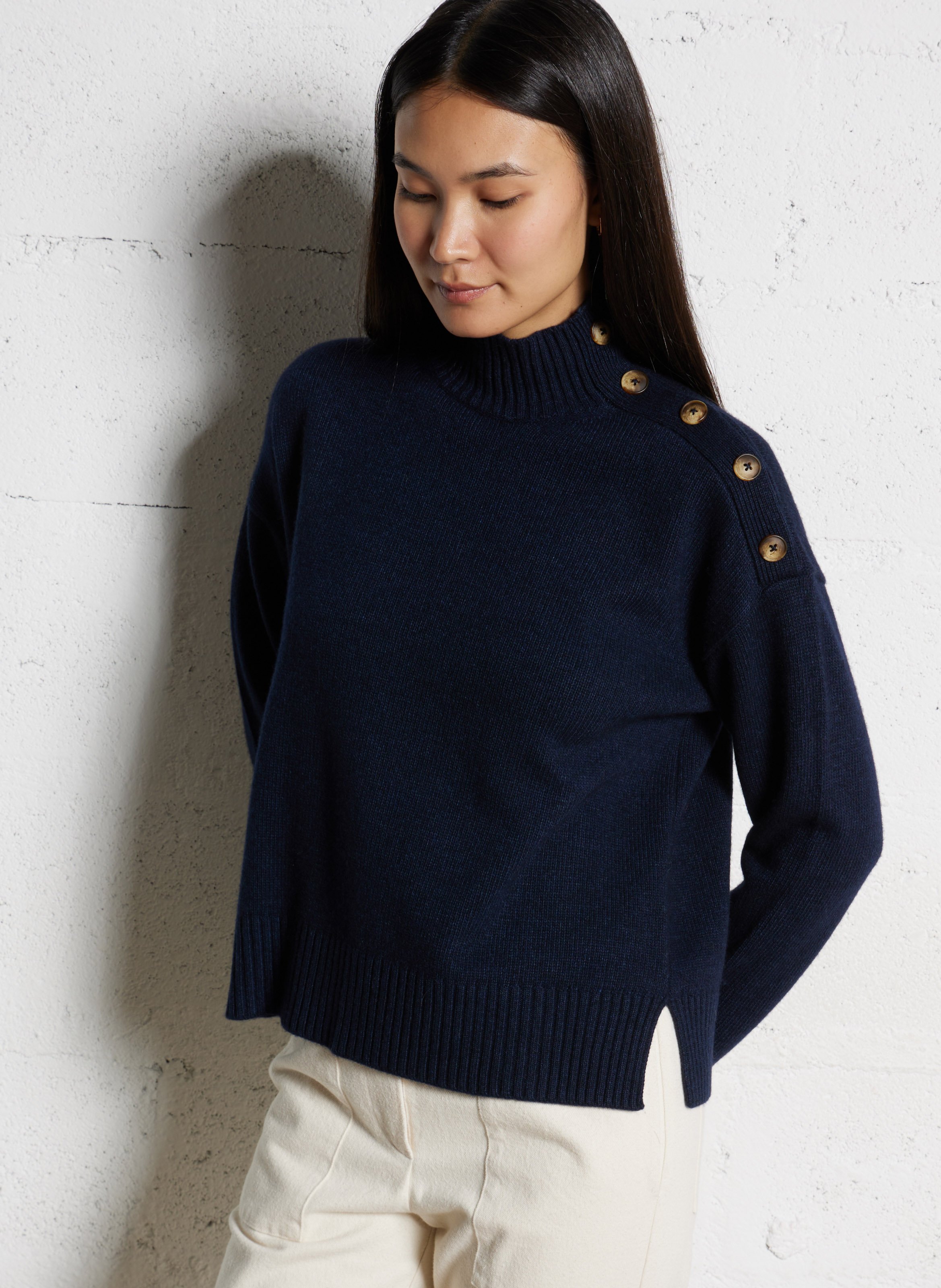 Pull oversize col montant HARTFORD Bleu