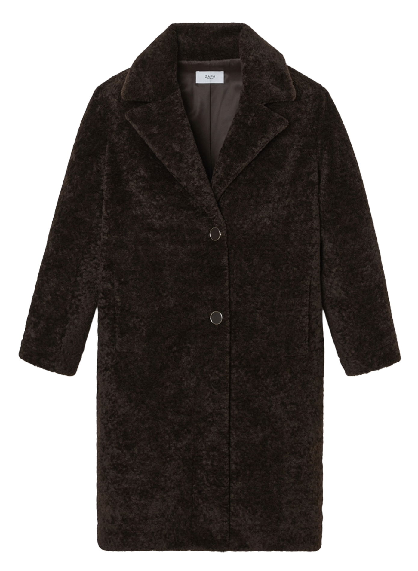 Coat with fur-lined tailored collar ZAPA Brown