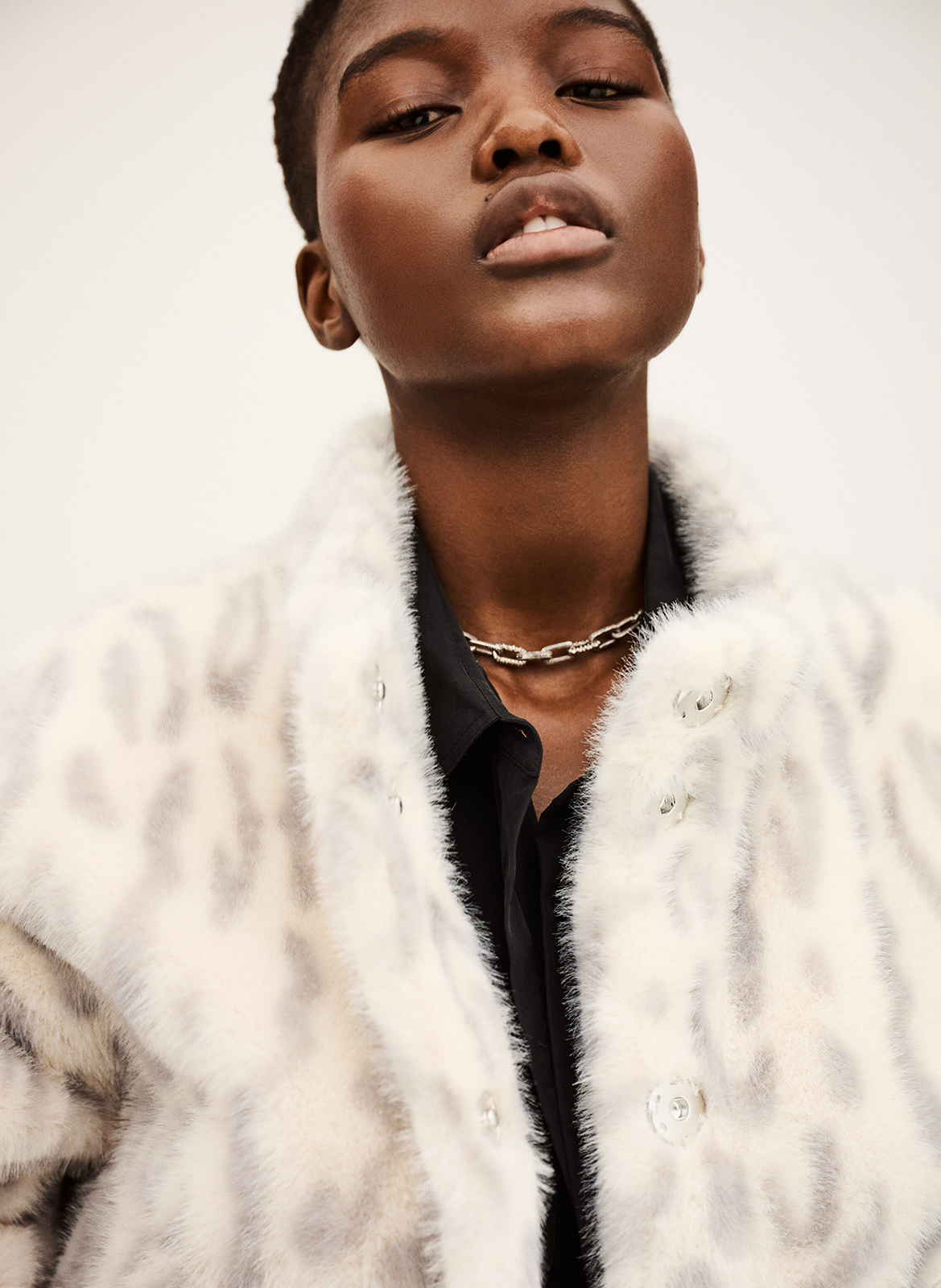 Veste oversize col montant imprimée BA&SH Beige