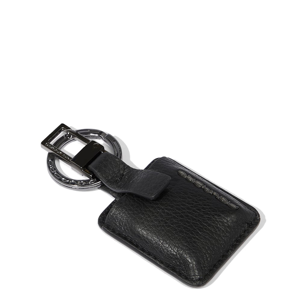 Keychain with leather carabiner and cone-shaped tip PIQUADRO Black