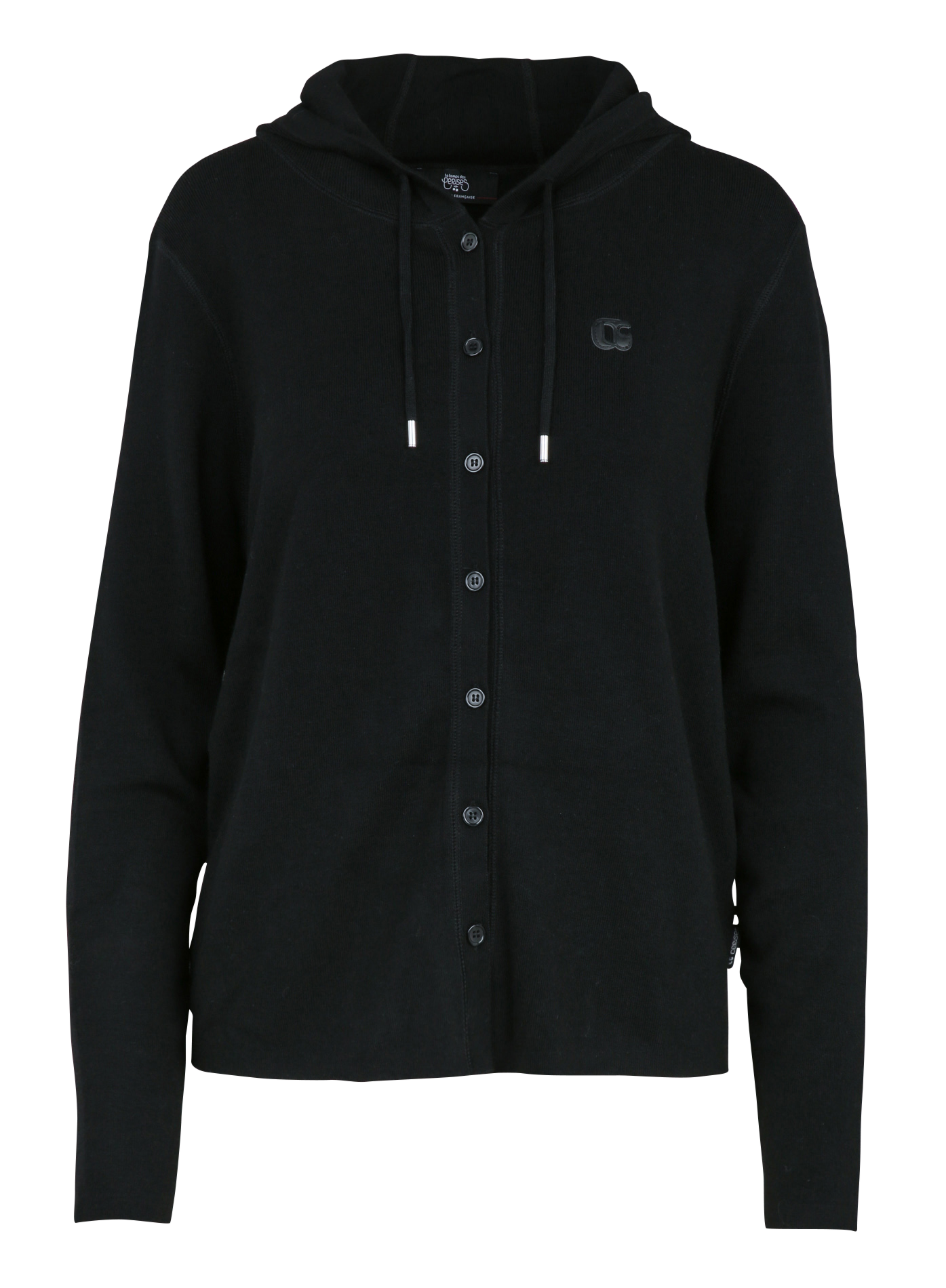 Gilet droit à capuche en maille LE TEMPS DES CERISES Noir