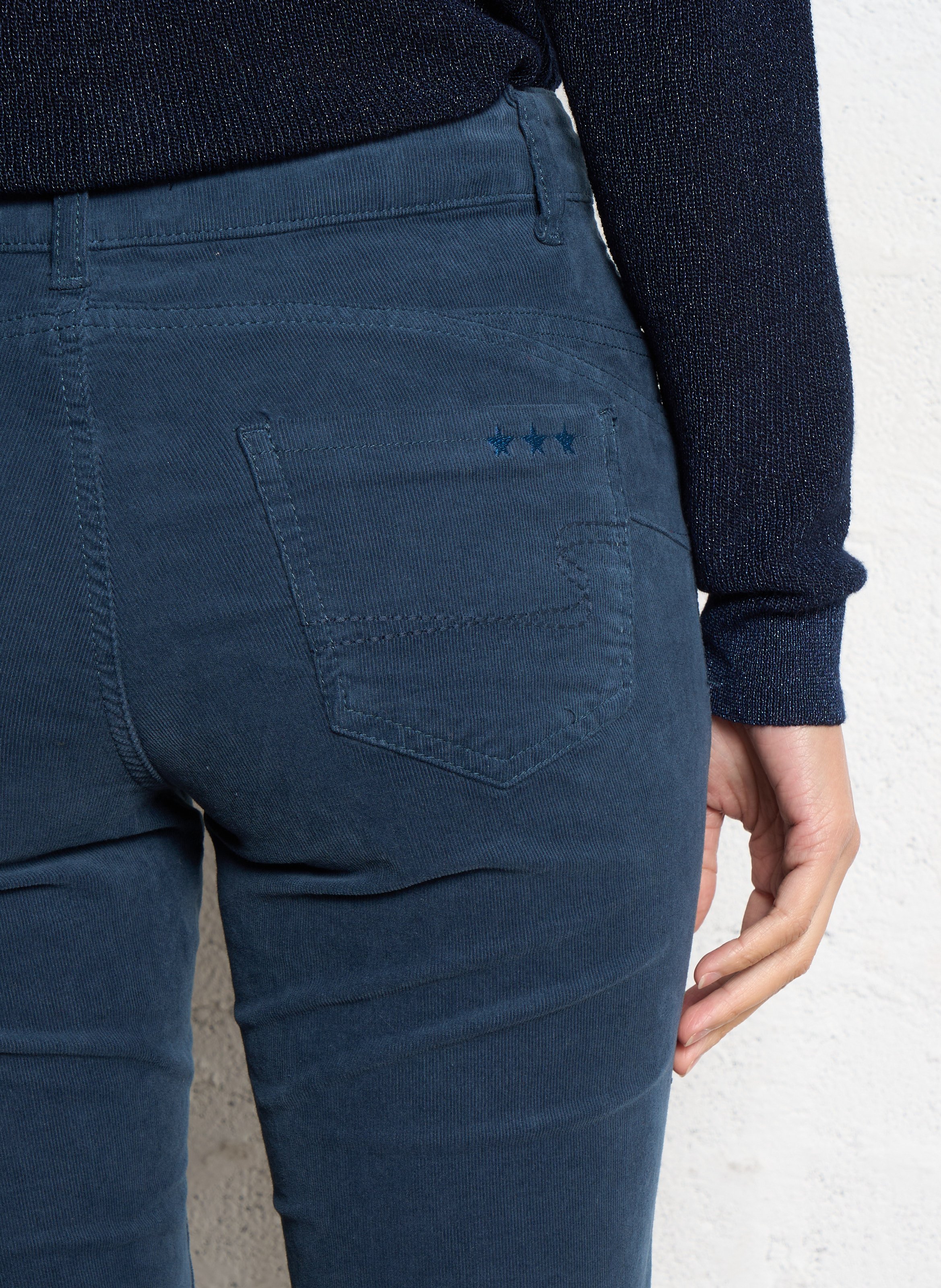 Pantalon slim velours en coton stretch SUD EXPRESS Bleu