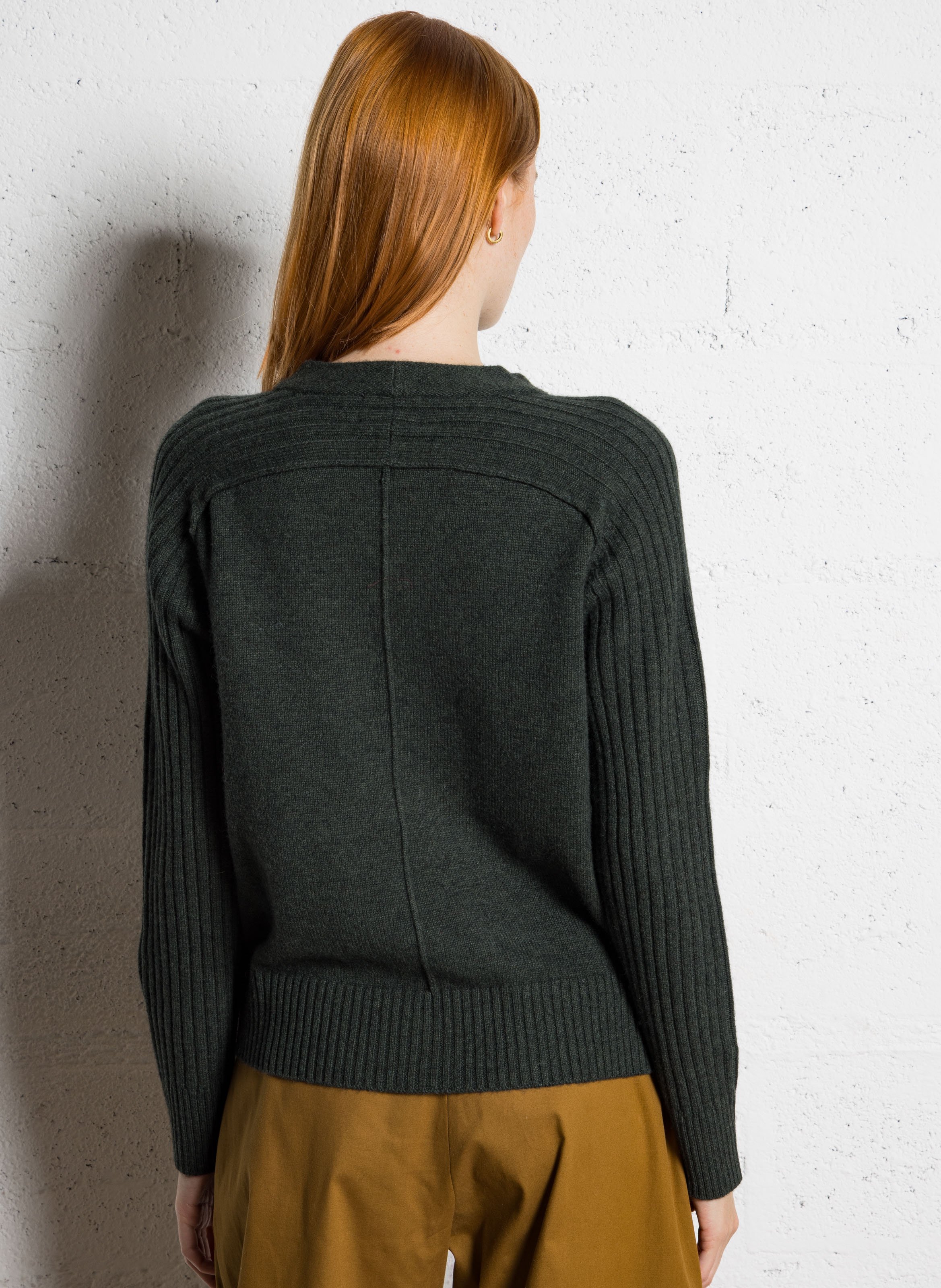 Pull droit col rond uni en laine MAISON 123 Vert